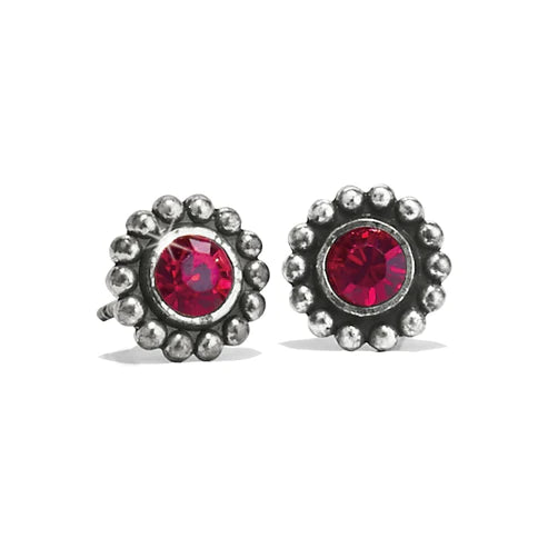 Brighton | Silver Tone Twinkle Mini Post Earrings in Garnet - Giddy Up Glamour Boutique