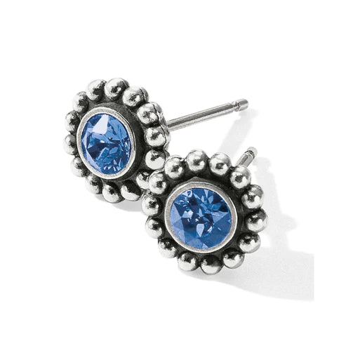 Brighton | Silver Tone Twinkle Mini Post Earrings in Sapphire - Giddy Up Glamour Boutique