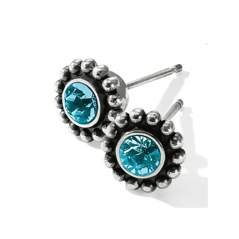 Brighton | Silver Tone Twinkle Mini Post Earrings in Blue Zircon - Giddy Up Glamour Boutique