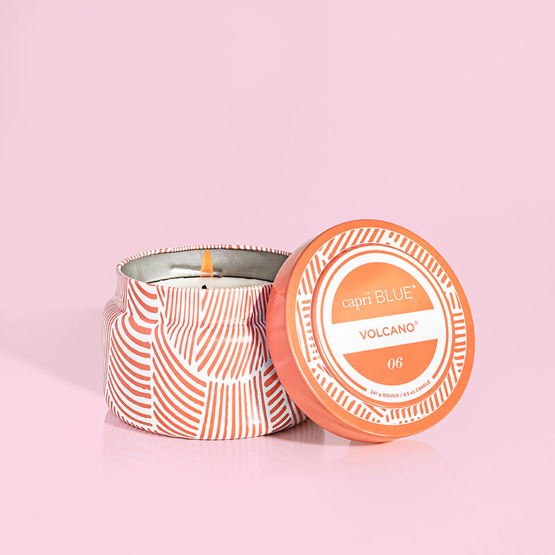 Capri Blue | 8.5 oz. Printed Tin Travel Candle in Tangerine | Volcano - Giddy Up Glamour Boutique