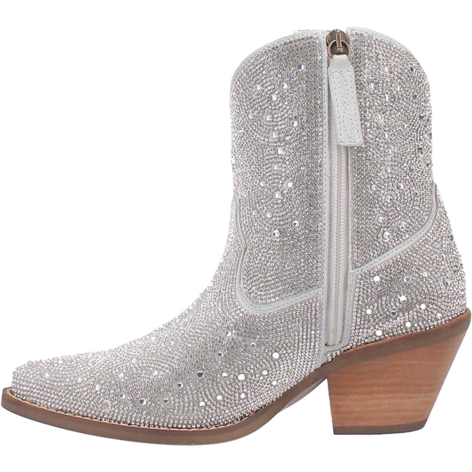 Online Exclusive | Dingo | Rhinestone Cowgirl Leather Bootie in Silver **PREORDER - Giddy Up Glamour Boutique