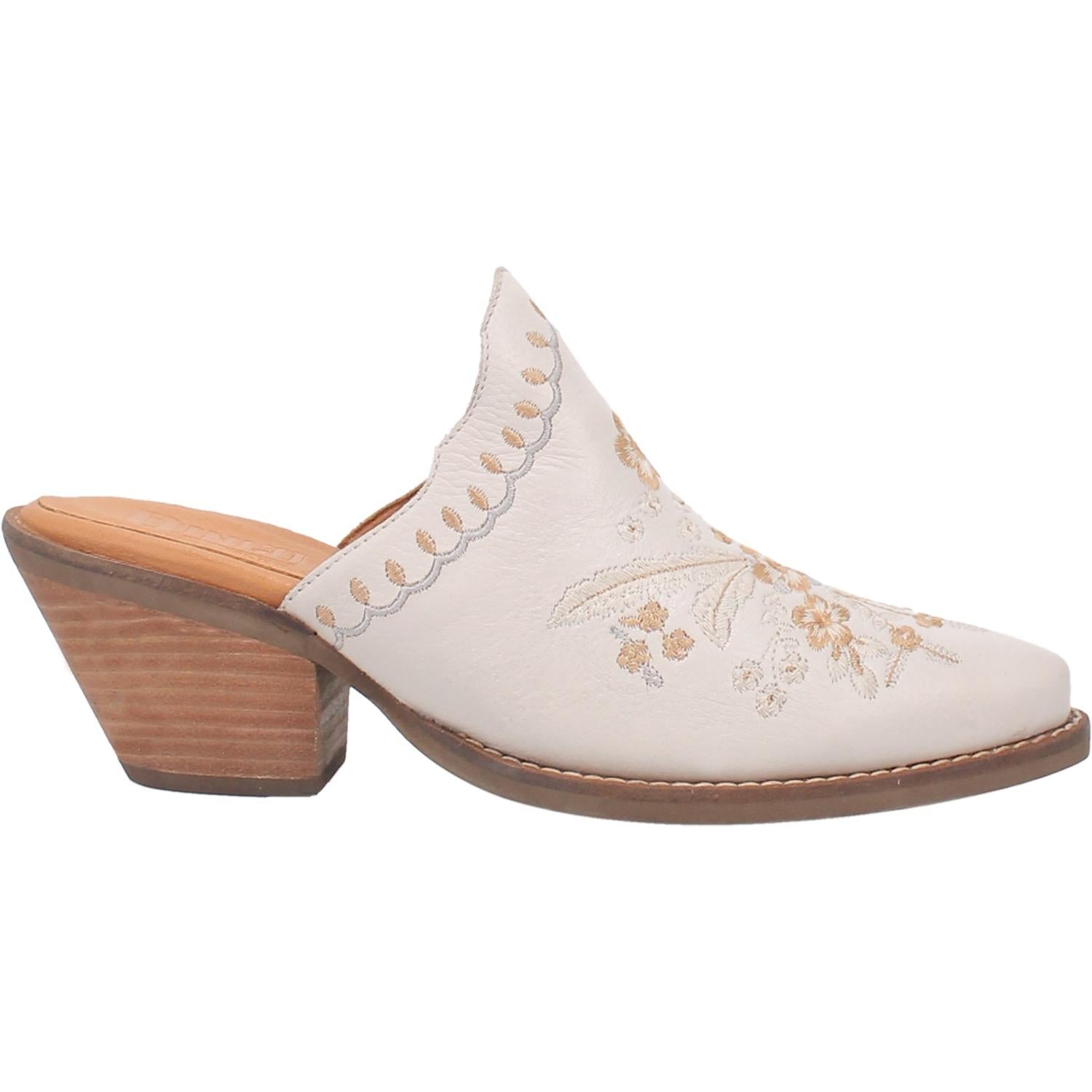 Online Exclusive | Dingo | Wildflower Leather Floral Stitch Mule Bootie in White **PREORDER - Giddy Up Glamour Boutique