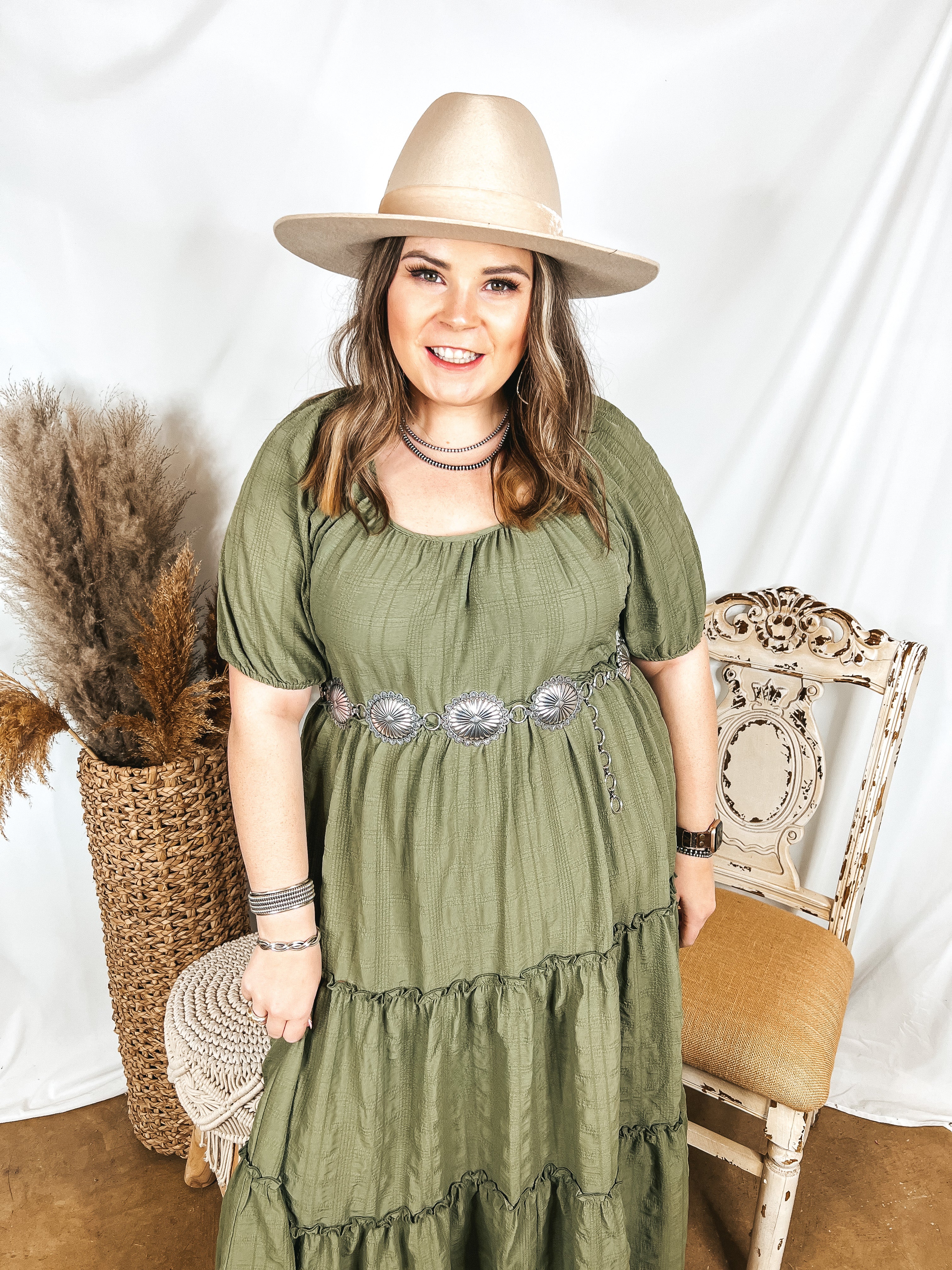 Sweetest Moments Ruffle Tiered Maxi Dress in Olive Green - Giddy Up Glamour Boutique