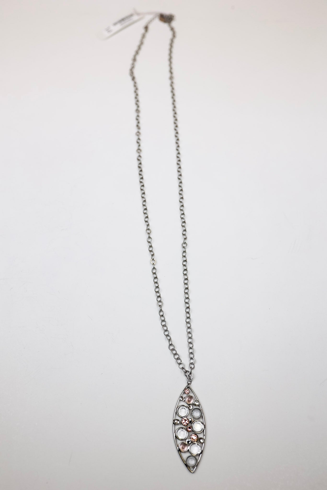 Sorrelli | Charlene Pendant Necklace in Palladium Silver Tone and Snow Bunny - Giddy Up Glamour Boutique