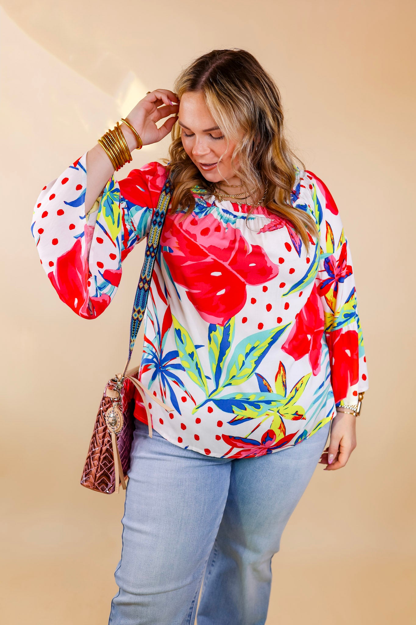 Seas The Day Floral Off The Shoulder Blouse in White - Giddy Up Glamour Boutique