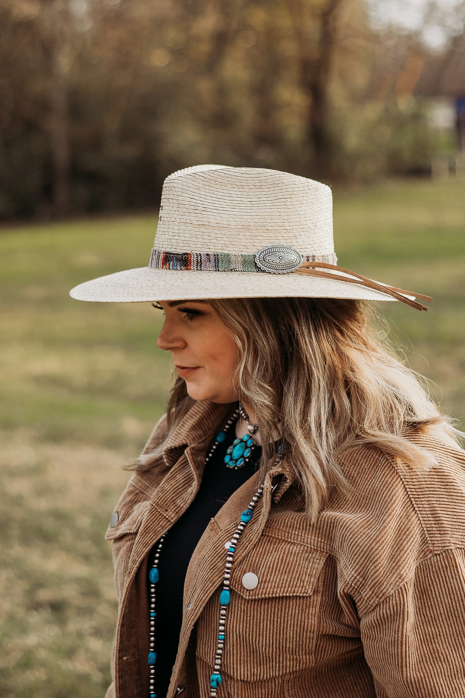 Charlie 1 Horse | Saltillo Palm Leaf Hat with Serape Band and Oval Concho - Giddy Up Glamour Boutique