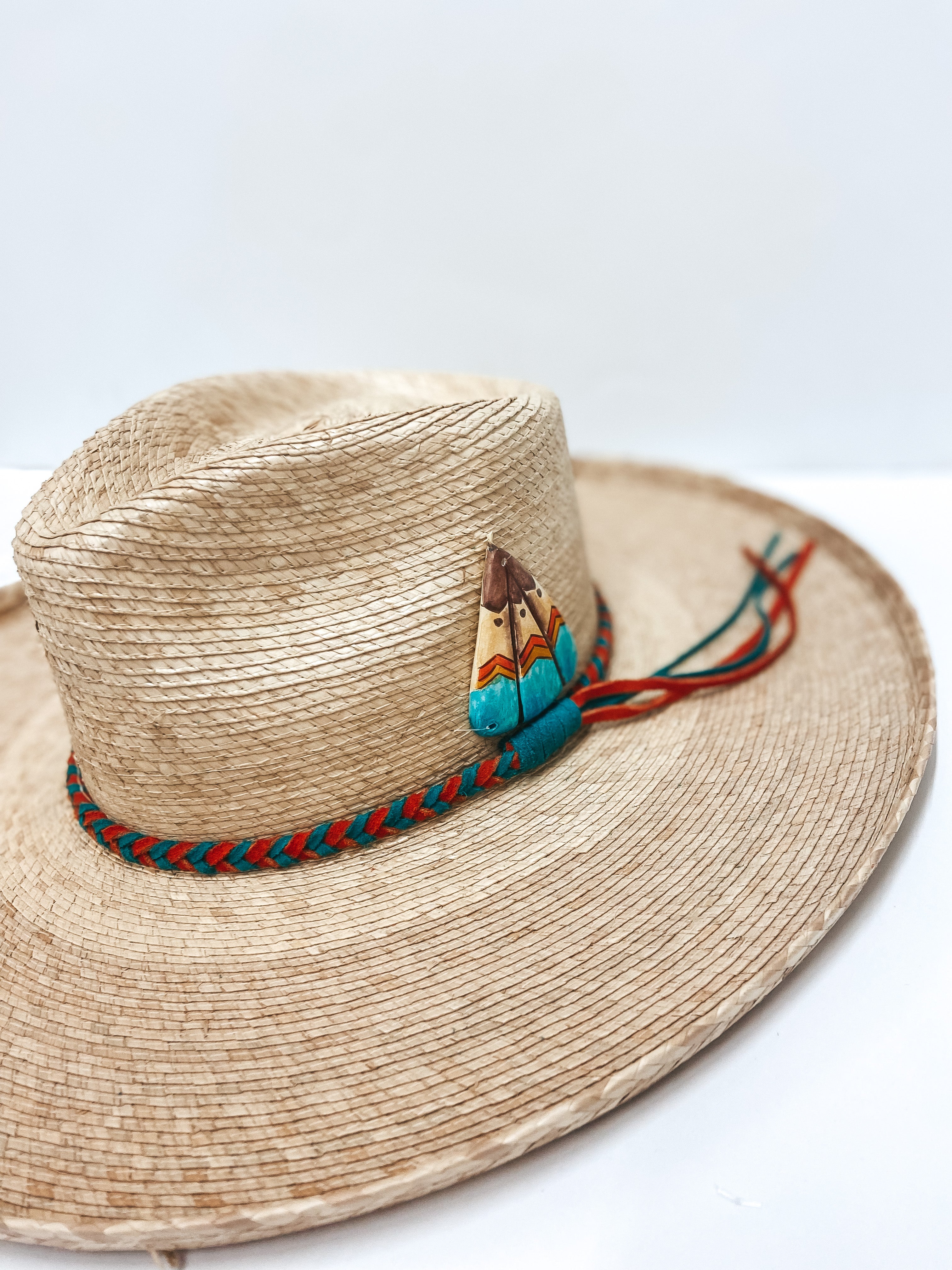 Charlie 1 Horse | Teepee Creepin' Palm Leaf Hat with Leather Braided Band and Teepee Concho - Giddy Up Glamour Boutique