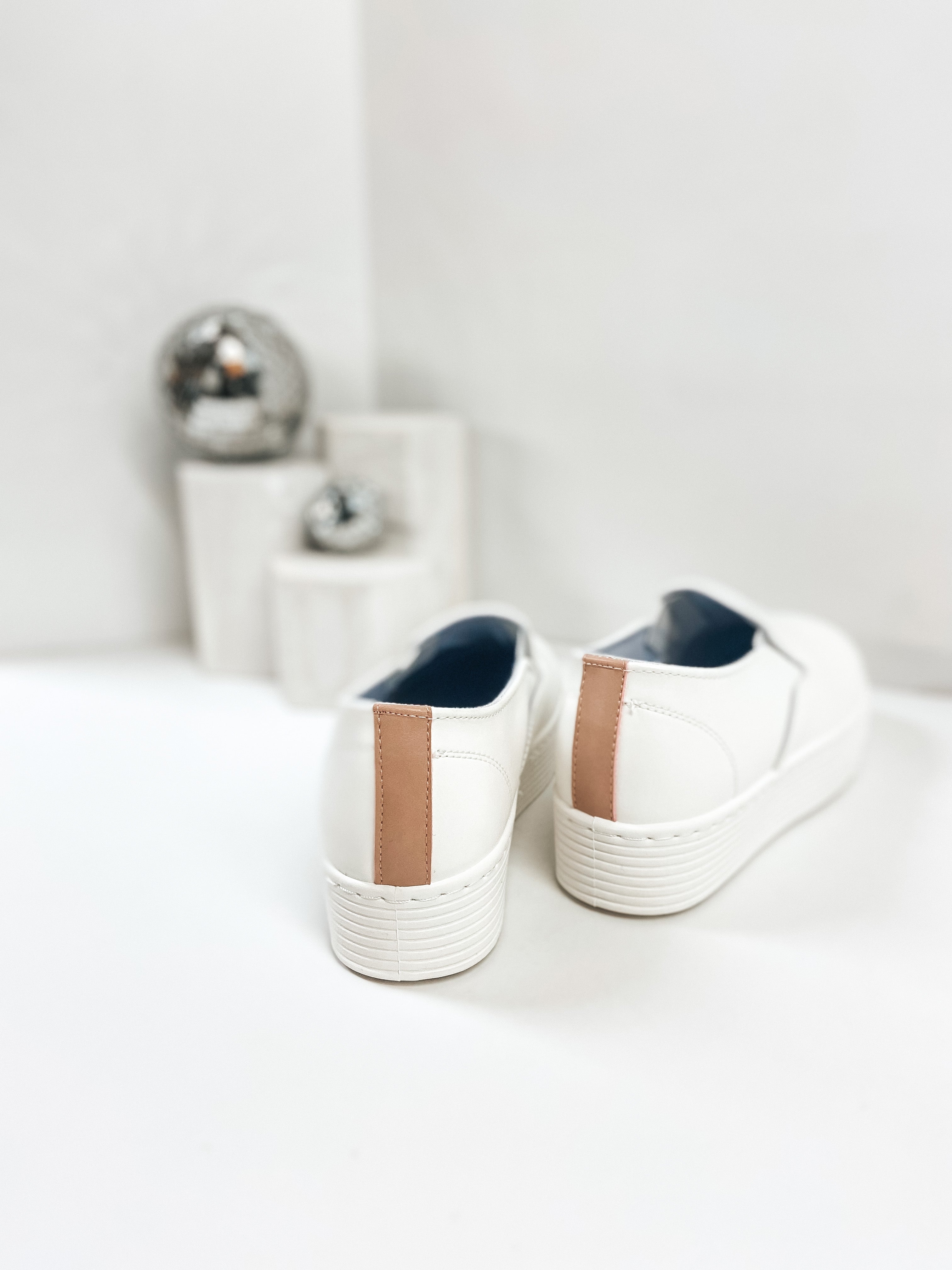 City Style Step In Flatform Sneakers in White - Giddy Up Glamour Boutique