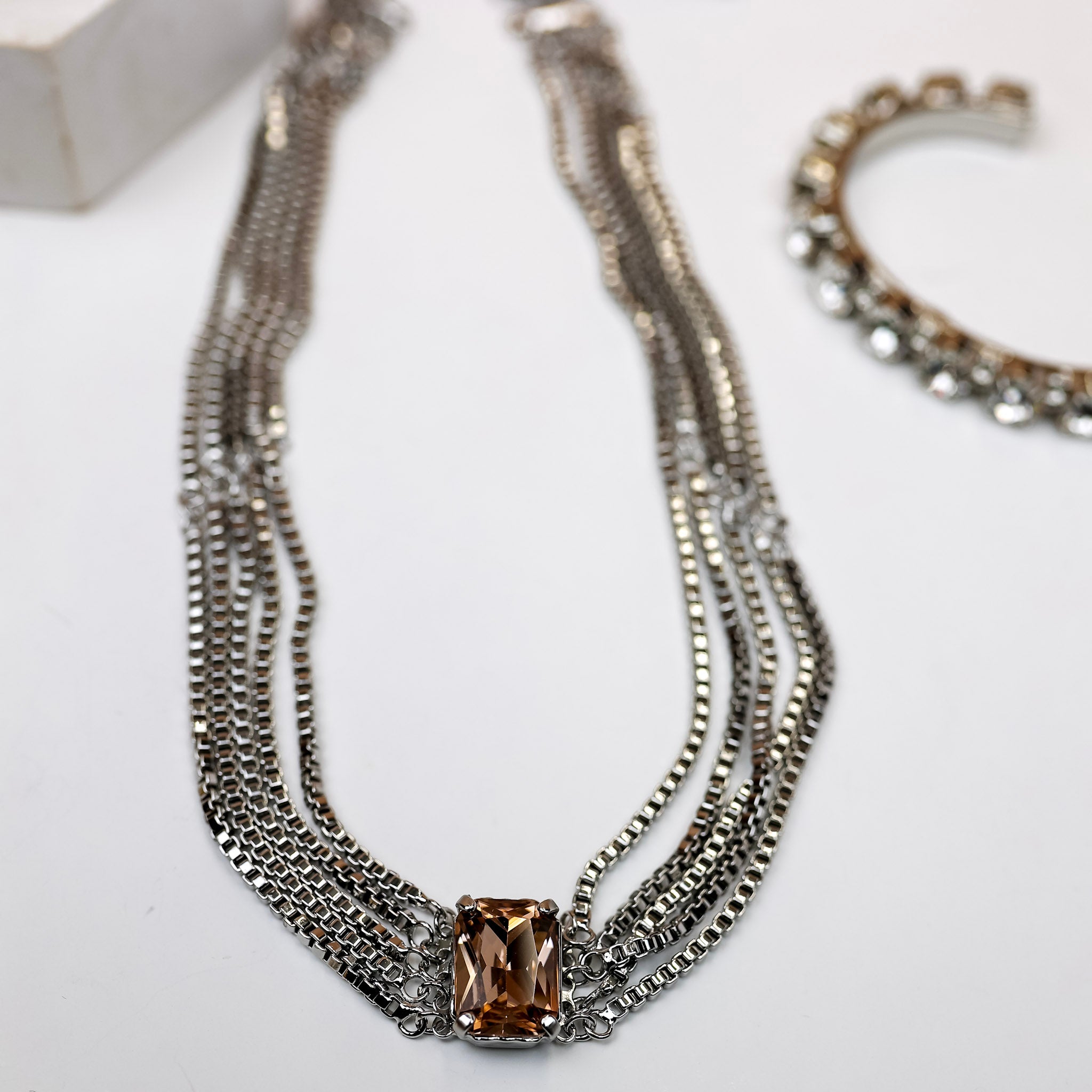 Sorrelli | Brynn Statement Necklace in Palladium Silver Tone and Snow Bunny - Giddy Up Glamour Boutique