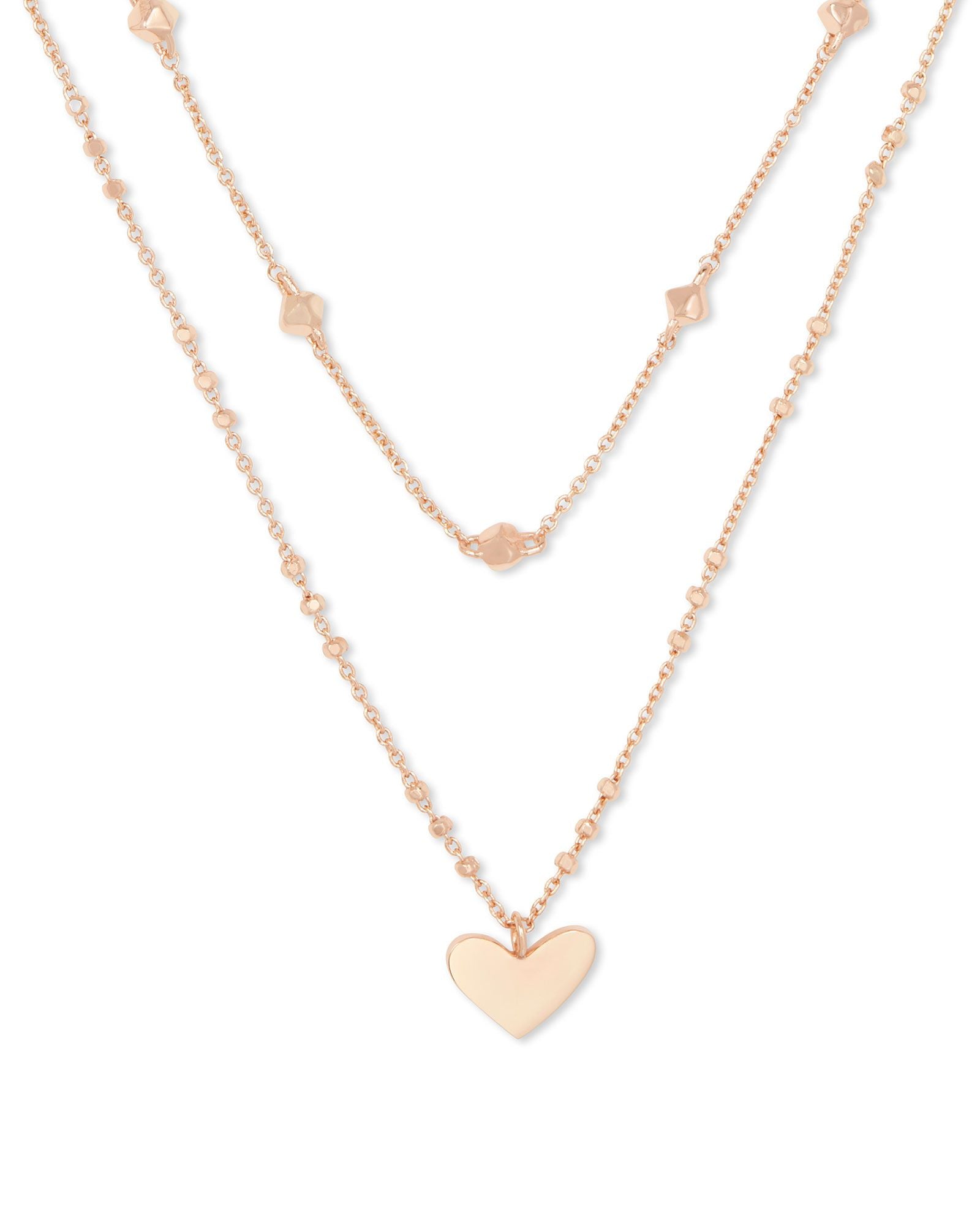 Kendra Scott | Ari Heart Multi Strand Necklace in Rose Gold - Giddy Up Glamour Boutique