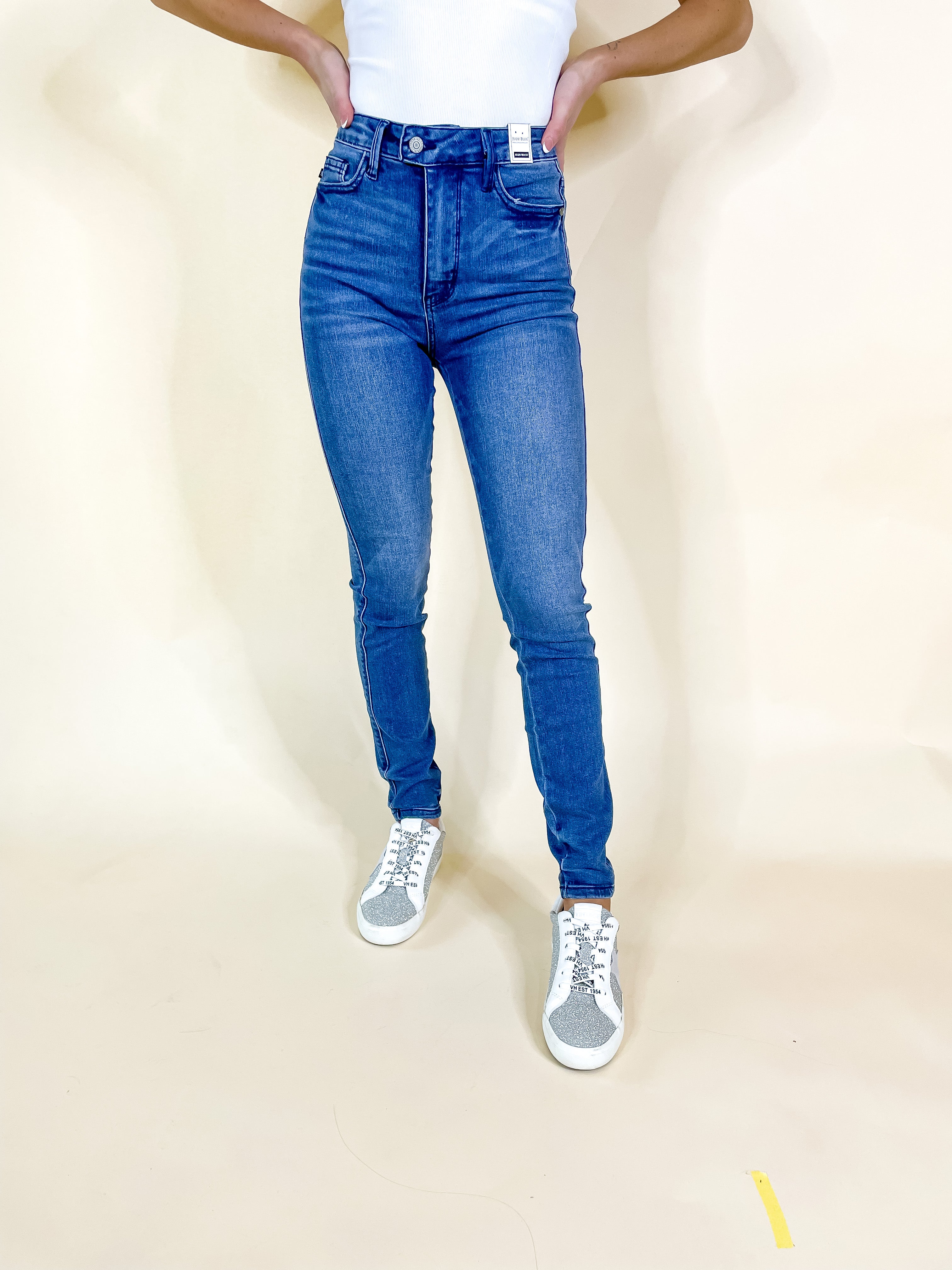 Judy Blue | Faithful Friend Control Top Skinny Jeans in Cool Medium Wash - Giddy Up Glamour Boutique