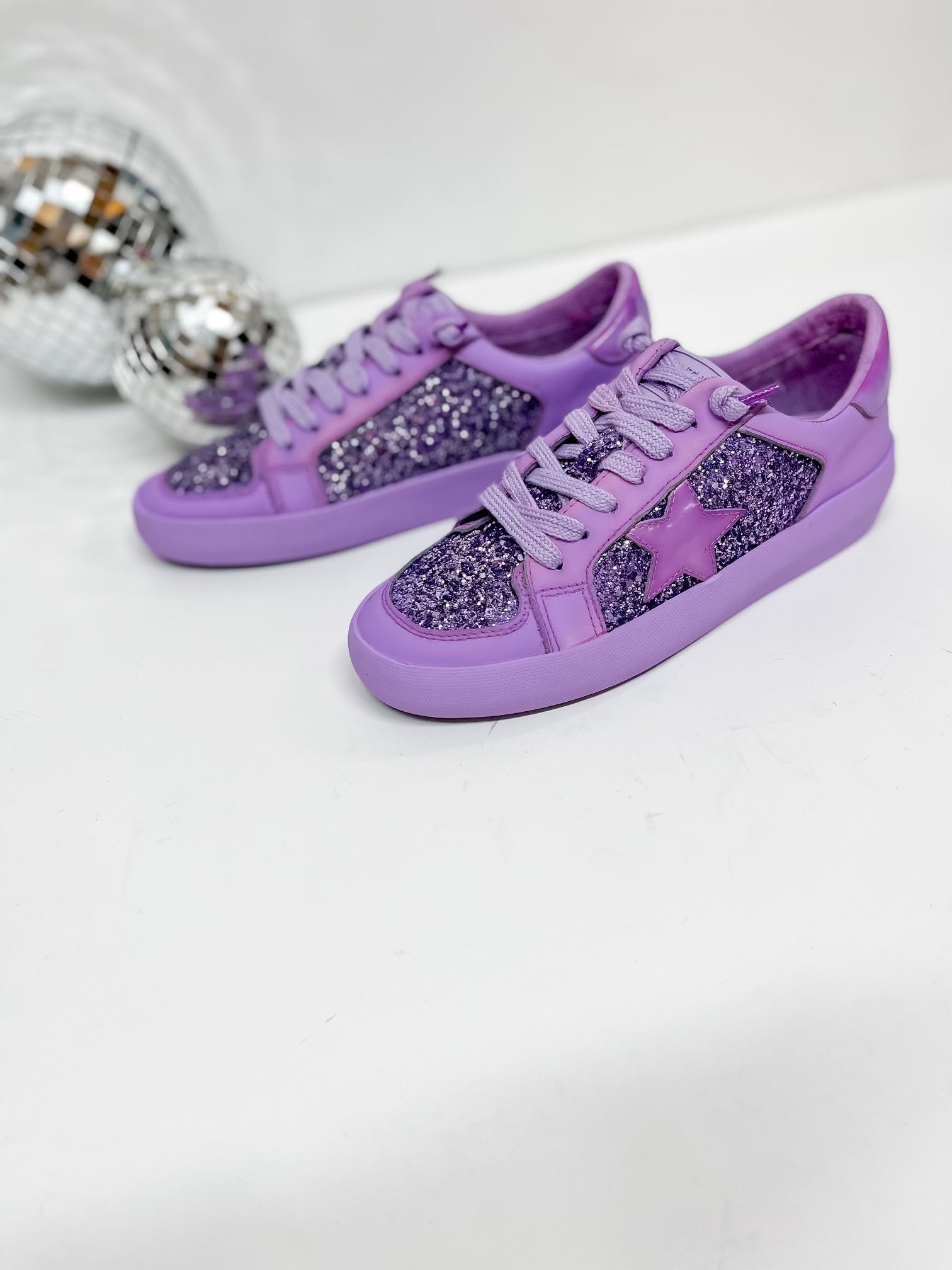 Vintage Havana | Alexis Dip Dye Glitter Sneakers in Purple - Giddy Up Glamour Boutique