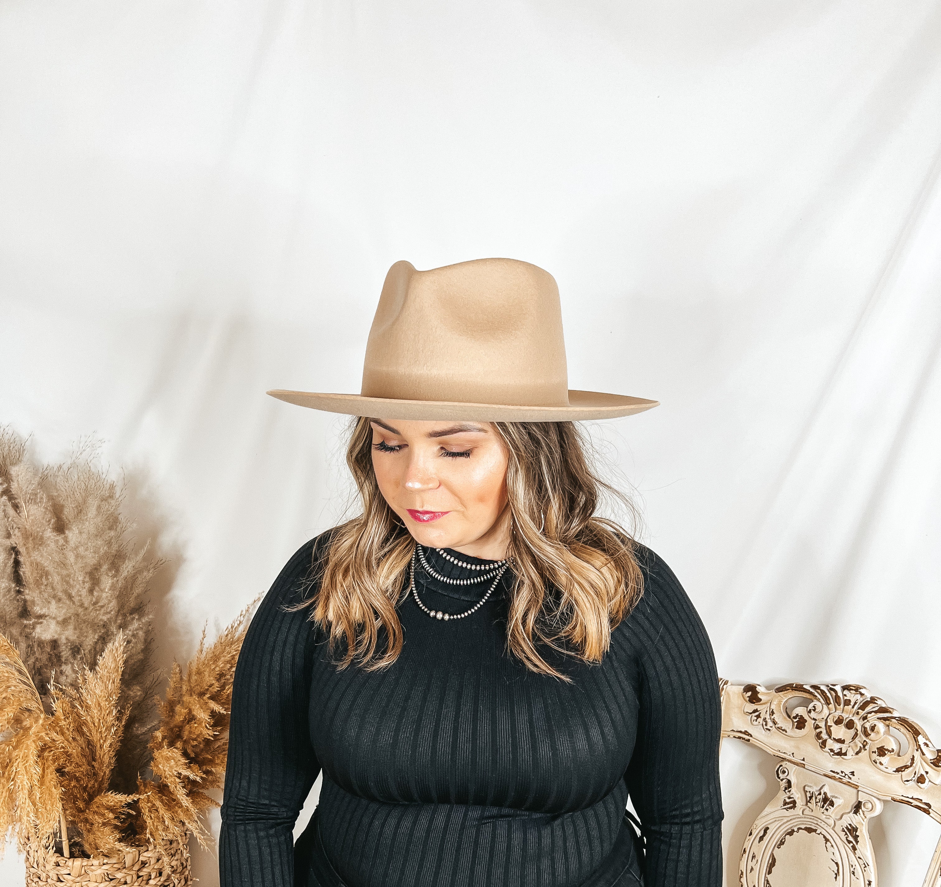 GiGi Pip | Zephyr Wool Felt Rancher Hat in Cream - Giddy Up Glamour Boutique