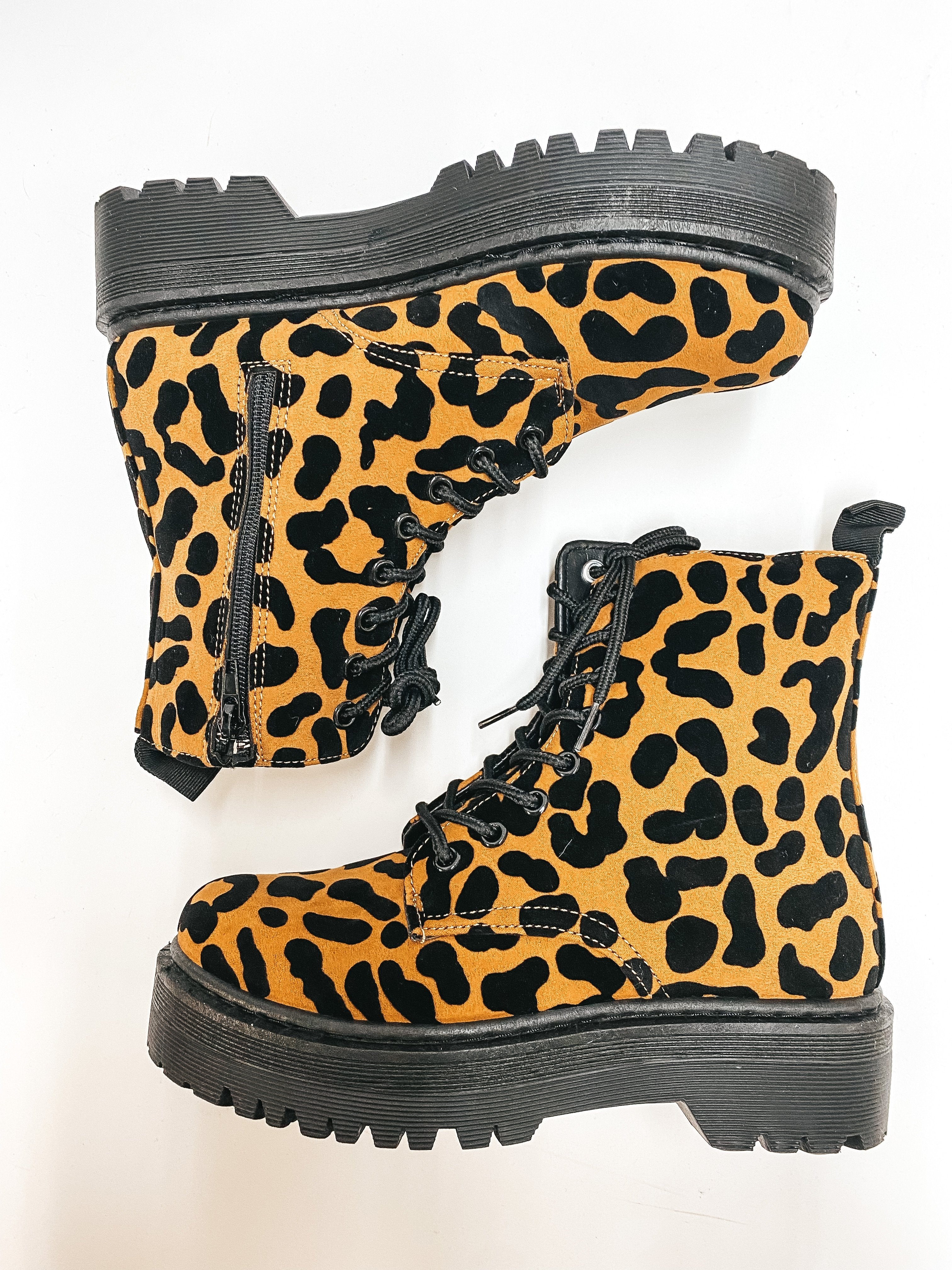 Born to be Wild Combat Boots in Leopard - Giddy Up Glamour Boutique