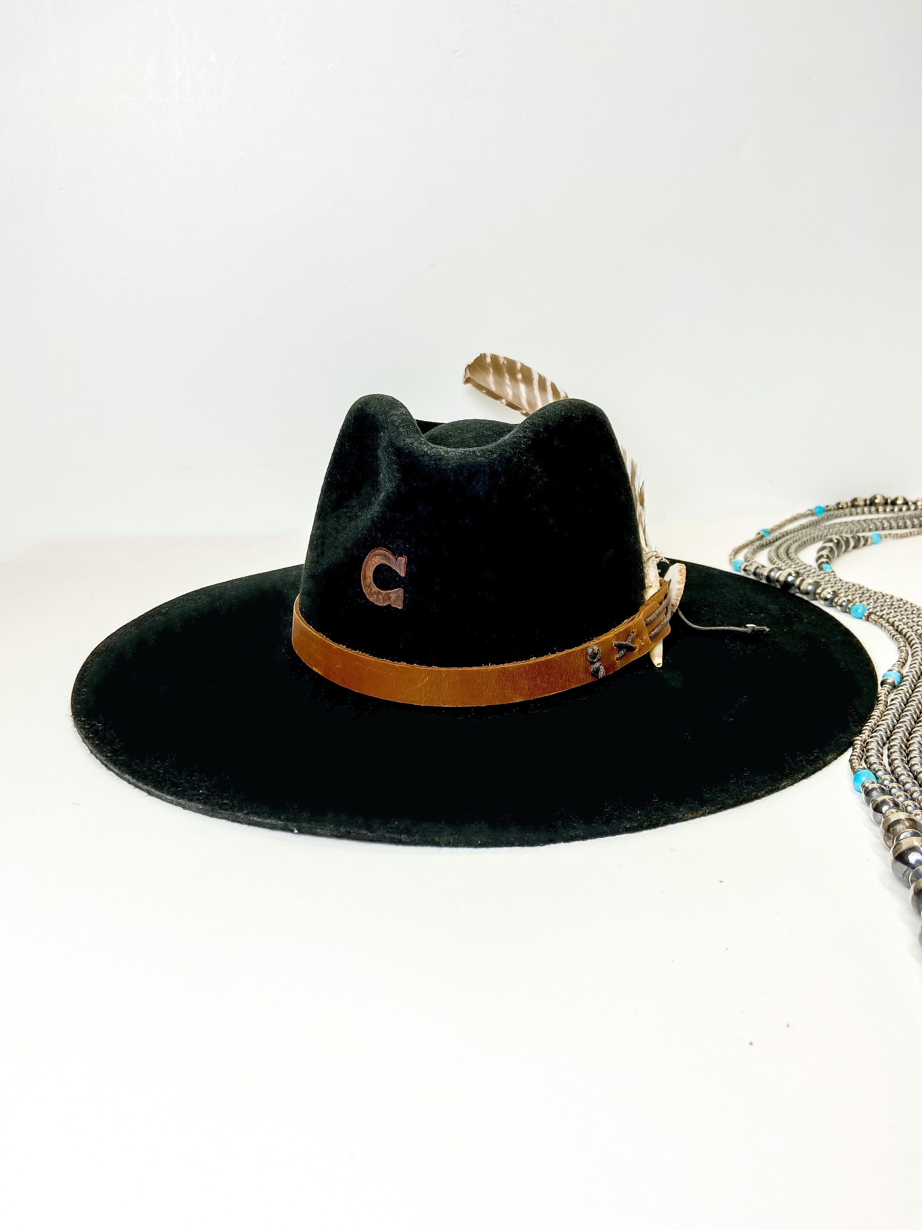 Charlie 1 Horse | Teepee Wool Felt Hat with Leather Band in Black - Giddy Up Glamour Boutique