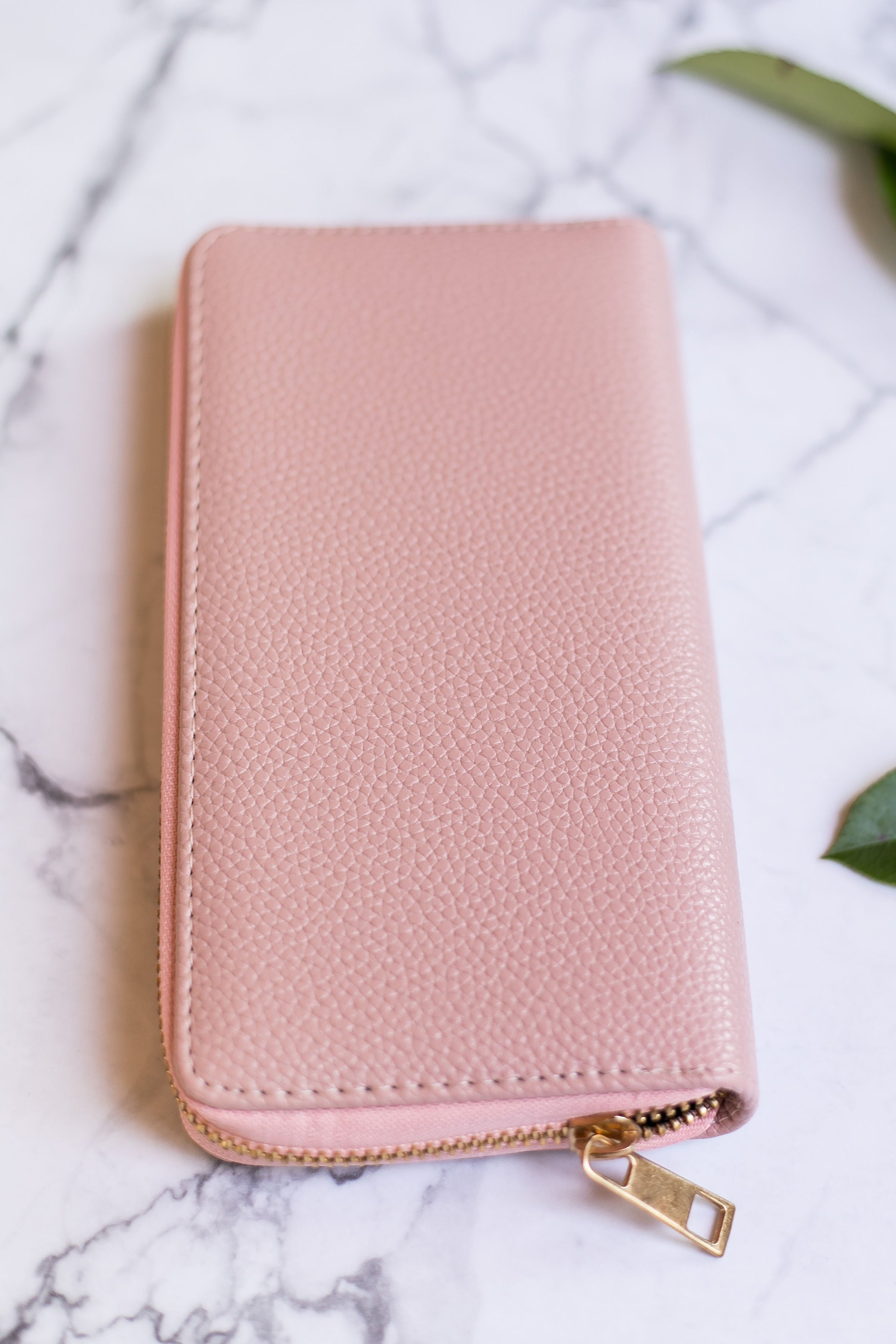 Blush Pink Zip-Around Wallet - Giddy Up Glamour Boutique