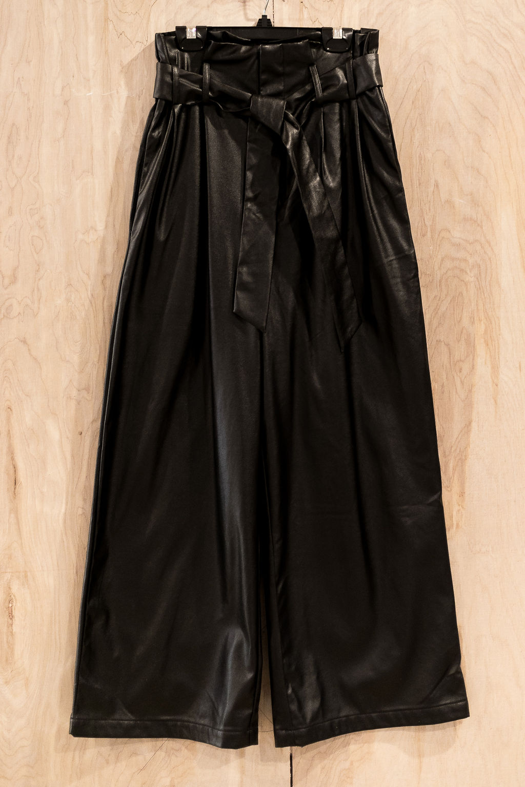 Night of Your Life Wide Leg Pleather Pants in Black - Giddy Up Glamour Boutique