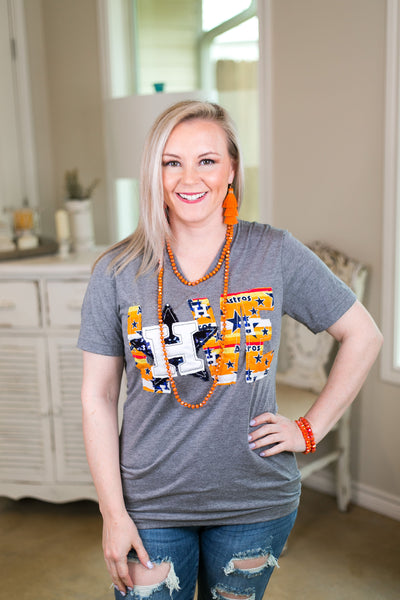 Go Astros Short Sleeve Tee in Orange with Keyhole 3XL