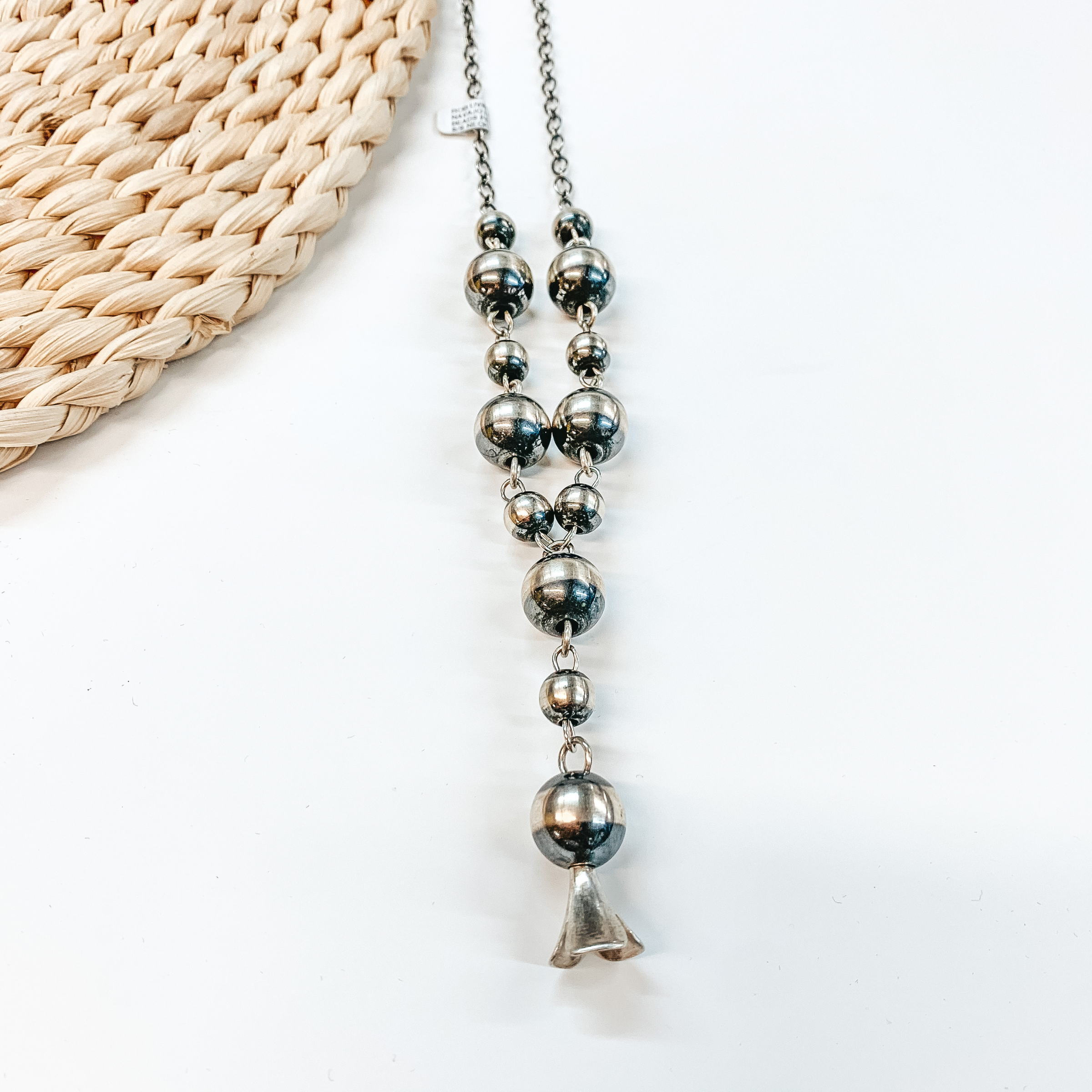 Rob Livingston | Navajo Handmade Sterling Silver Navajo Pearl Chain Necklace with Blossom Pendant - Giddy Up Glamour Boutique