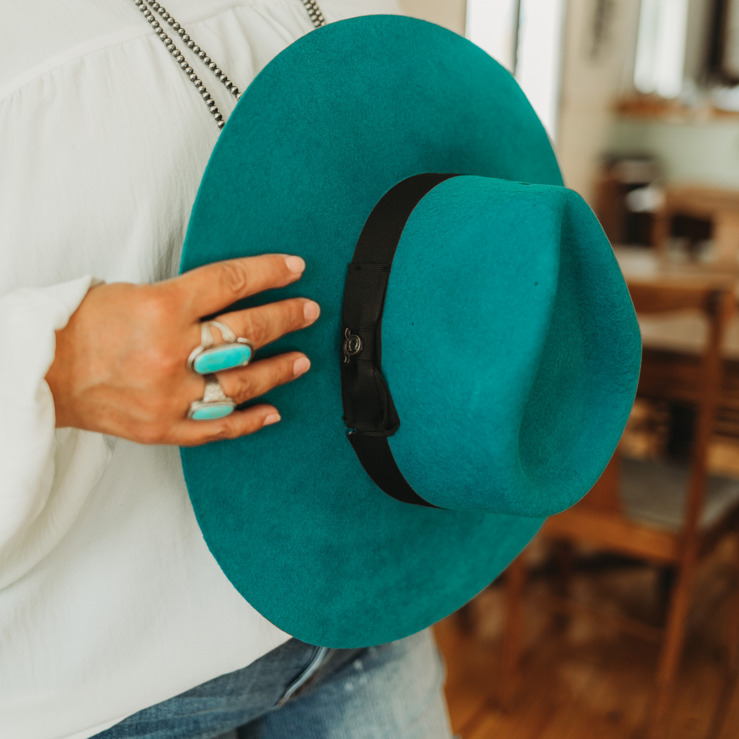 Charlie 1 Horse | Highway Wool Felt Hat in Teal - Giddy Up Glamour Boutique
