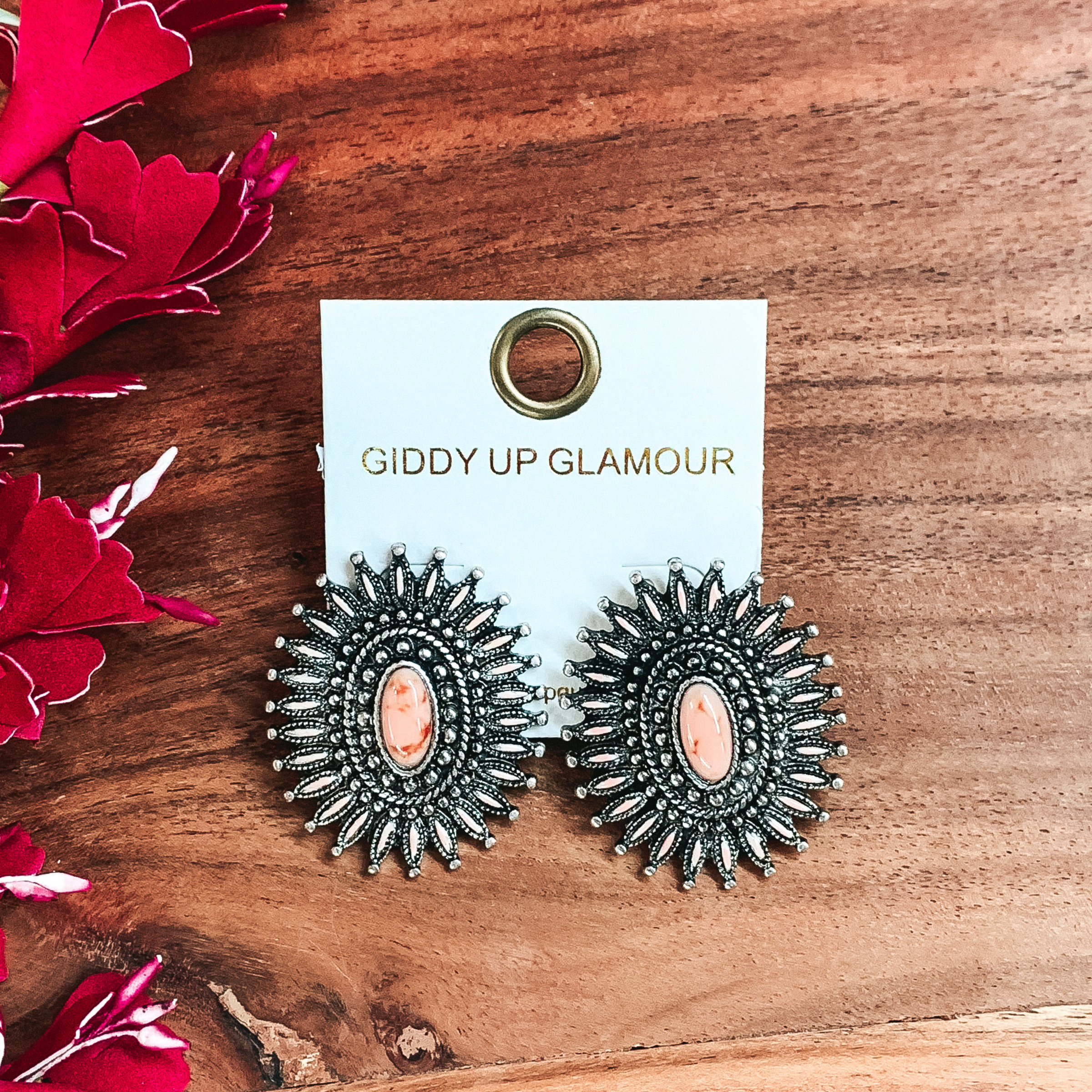 Pointed Stones Cluster Earrings in Light Pink - Giddy Up Glamour Boutique