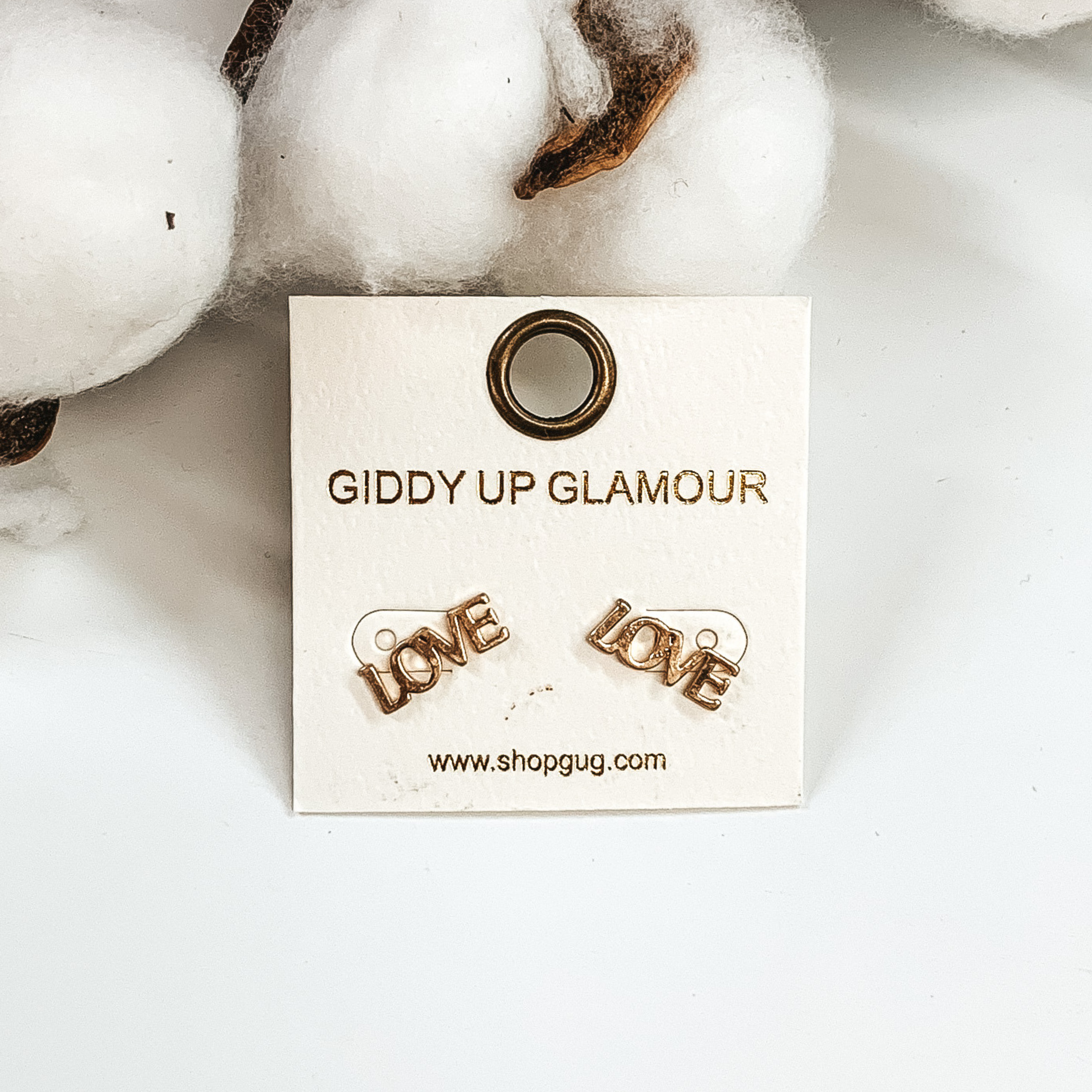 Love Stud Earrings in Gold - Giddy Up Glamour Boutique