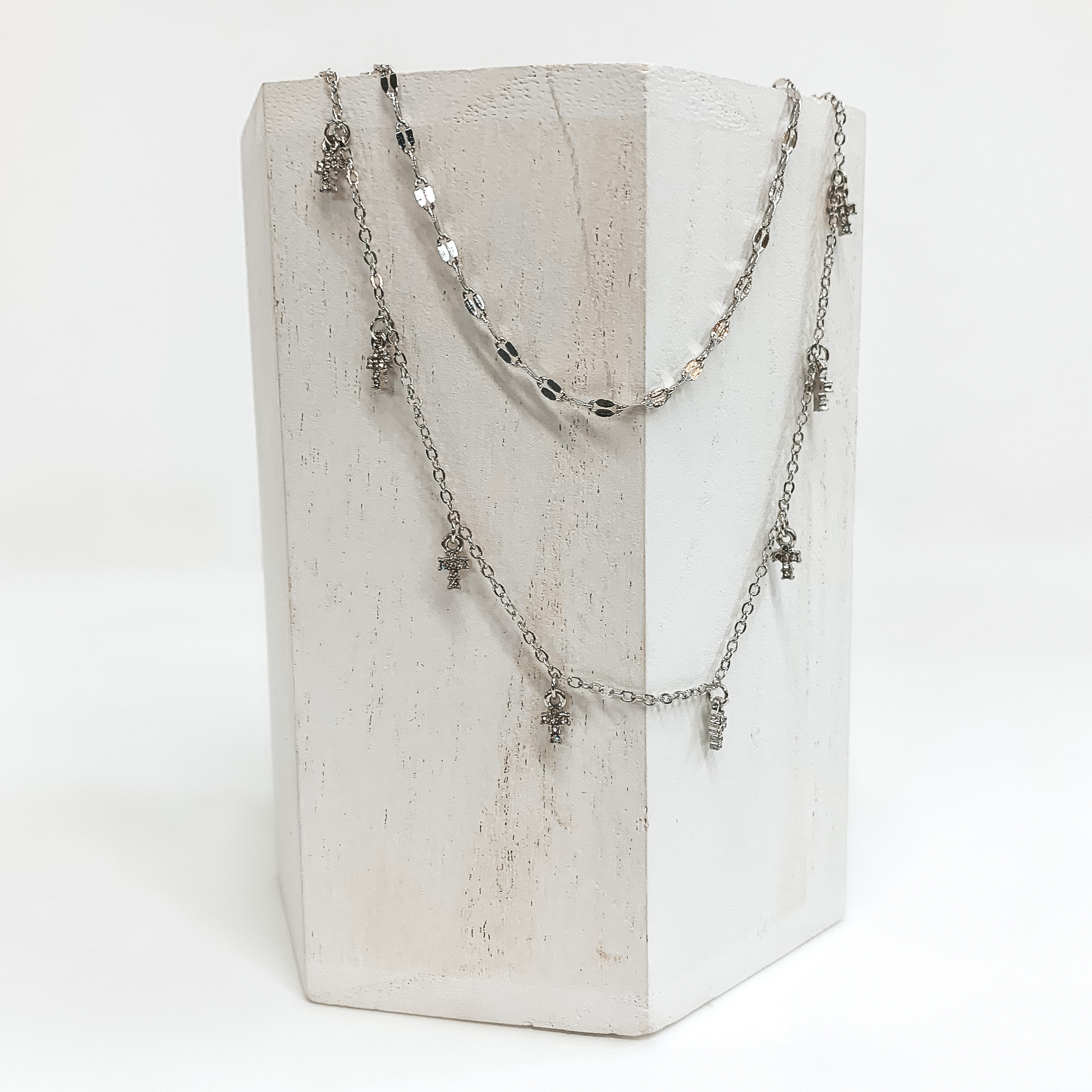 Glimmer of Hope Dainty Cross Necklace in Silver - Giddy Up Glamour Boutique