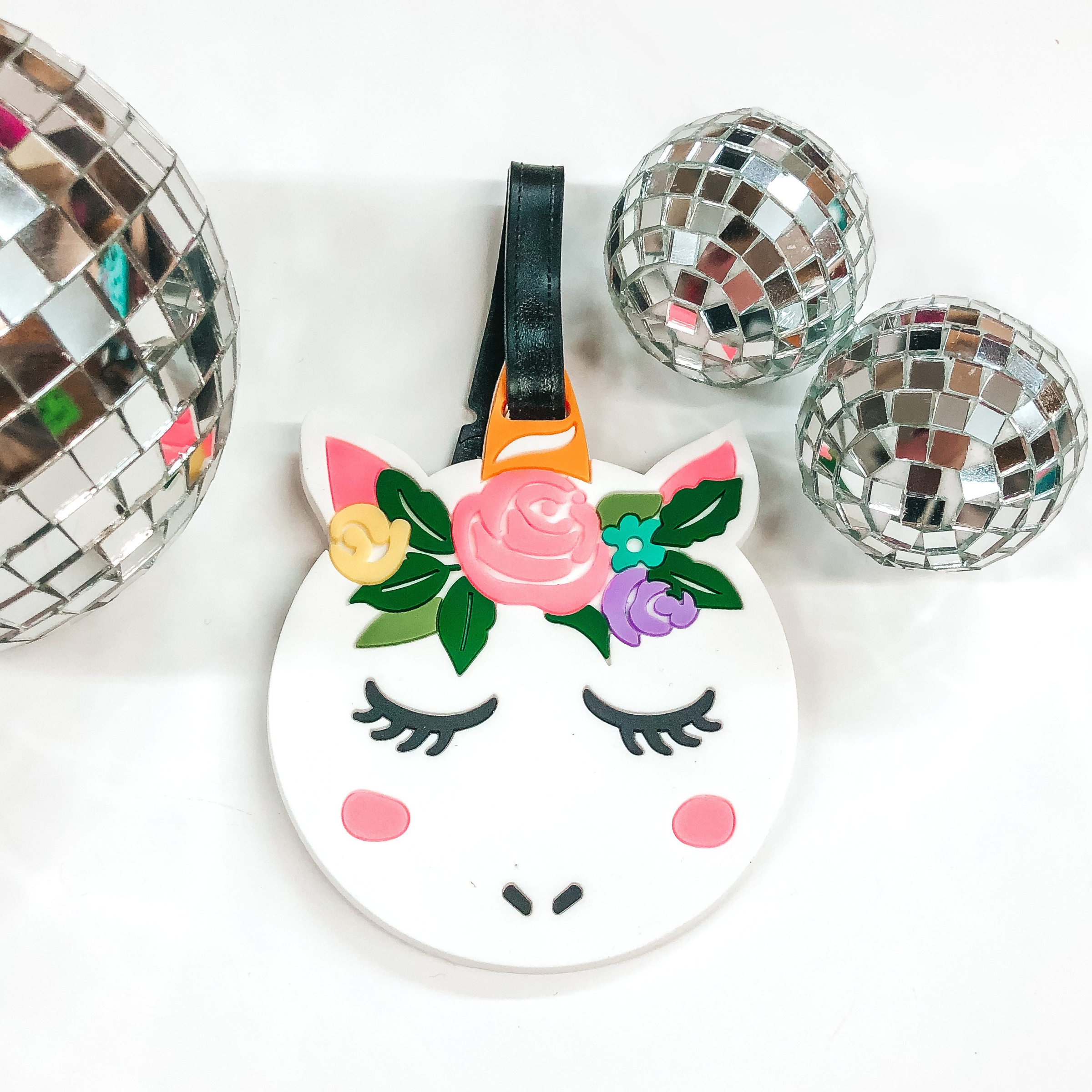 Buy 3 for $10 | Unicorn Floral Luggage Tag in White - Giddy Up Glamour Boutique