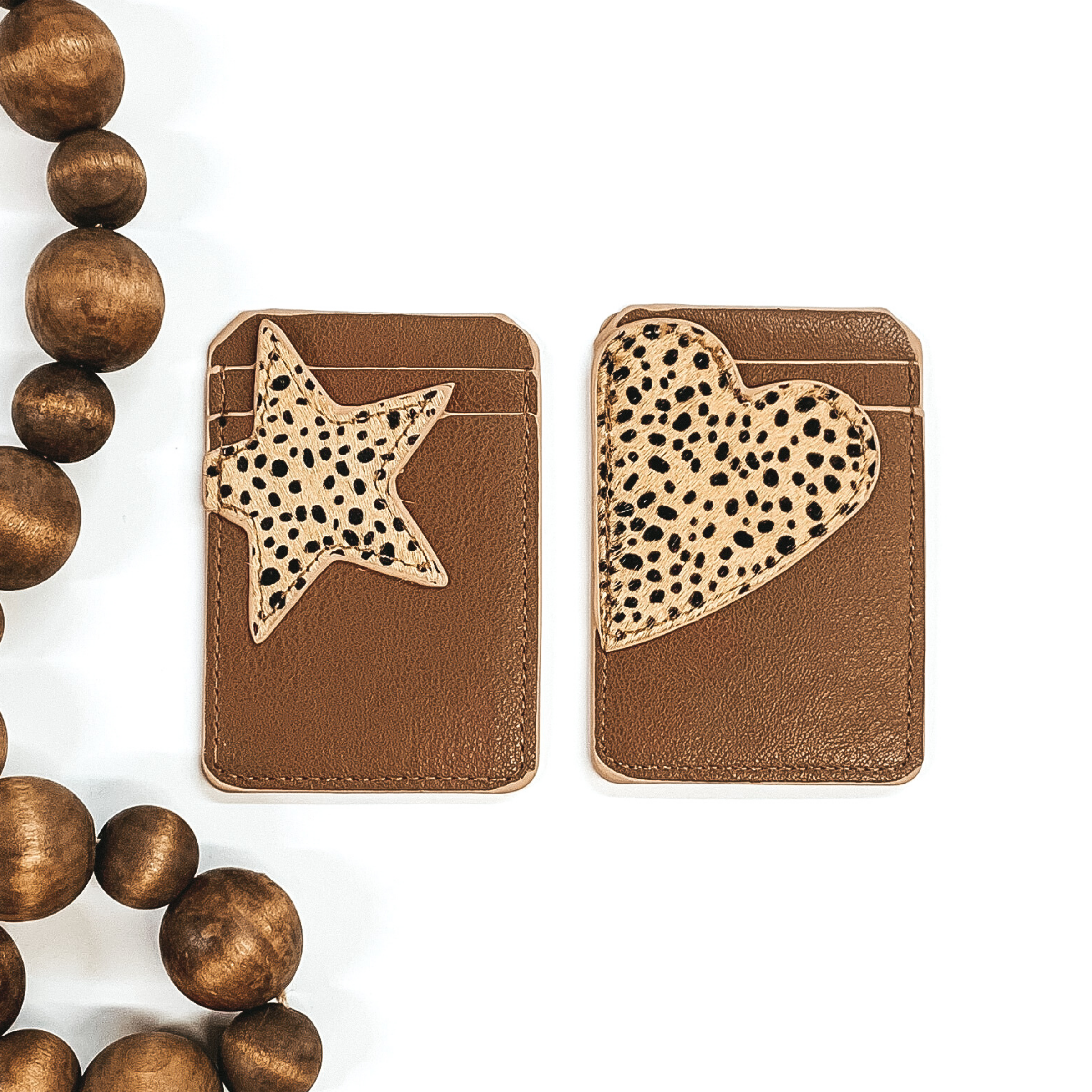 Living in Style Heart ID Holder in Brown/Dotted - Giddy Up Glamour Boutique