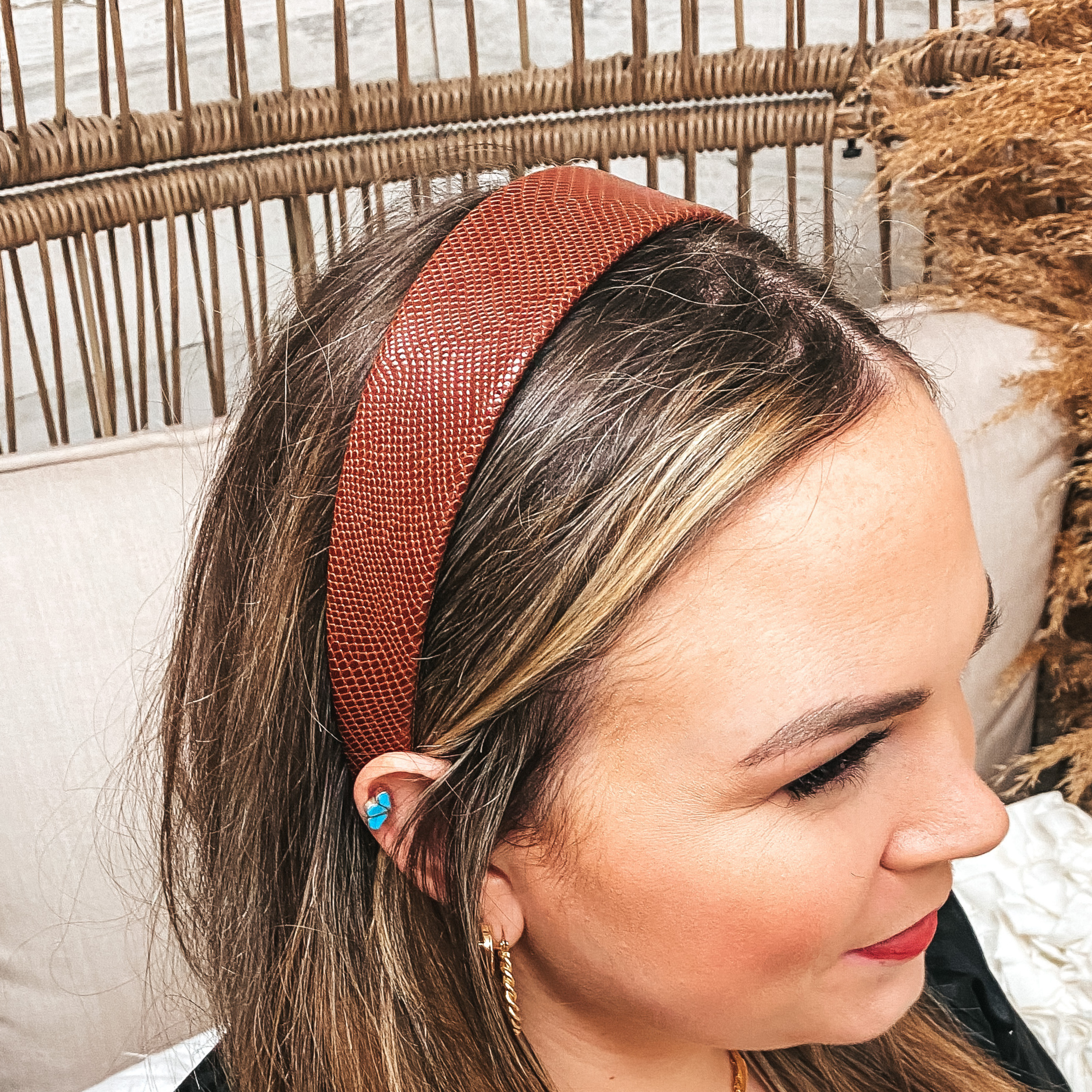 Snake Print Headband in Brown - Giddy Up Glamour Boutique