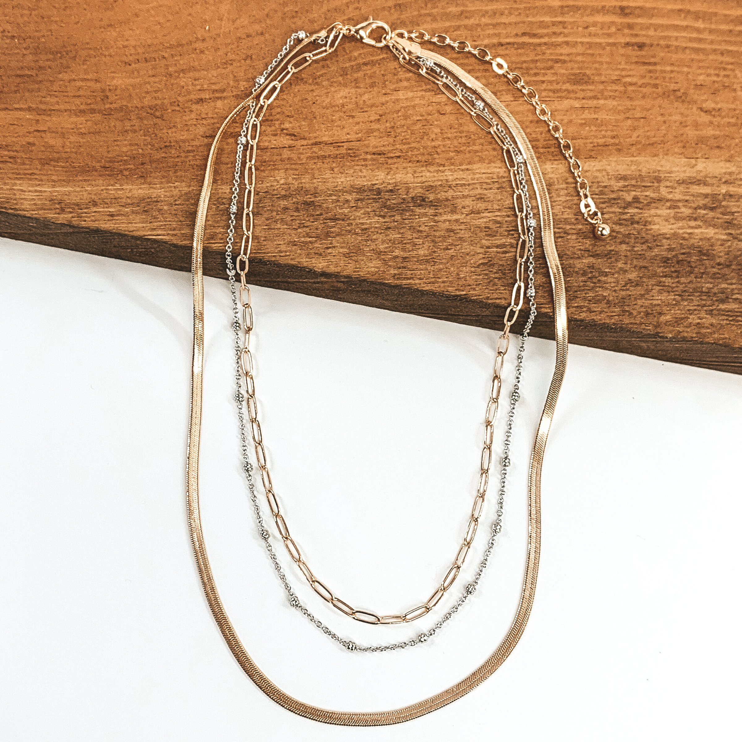 Multi Strand Chain Necklace in Gold/Silver - Giddy Up Glamour Boutique