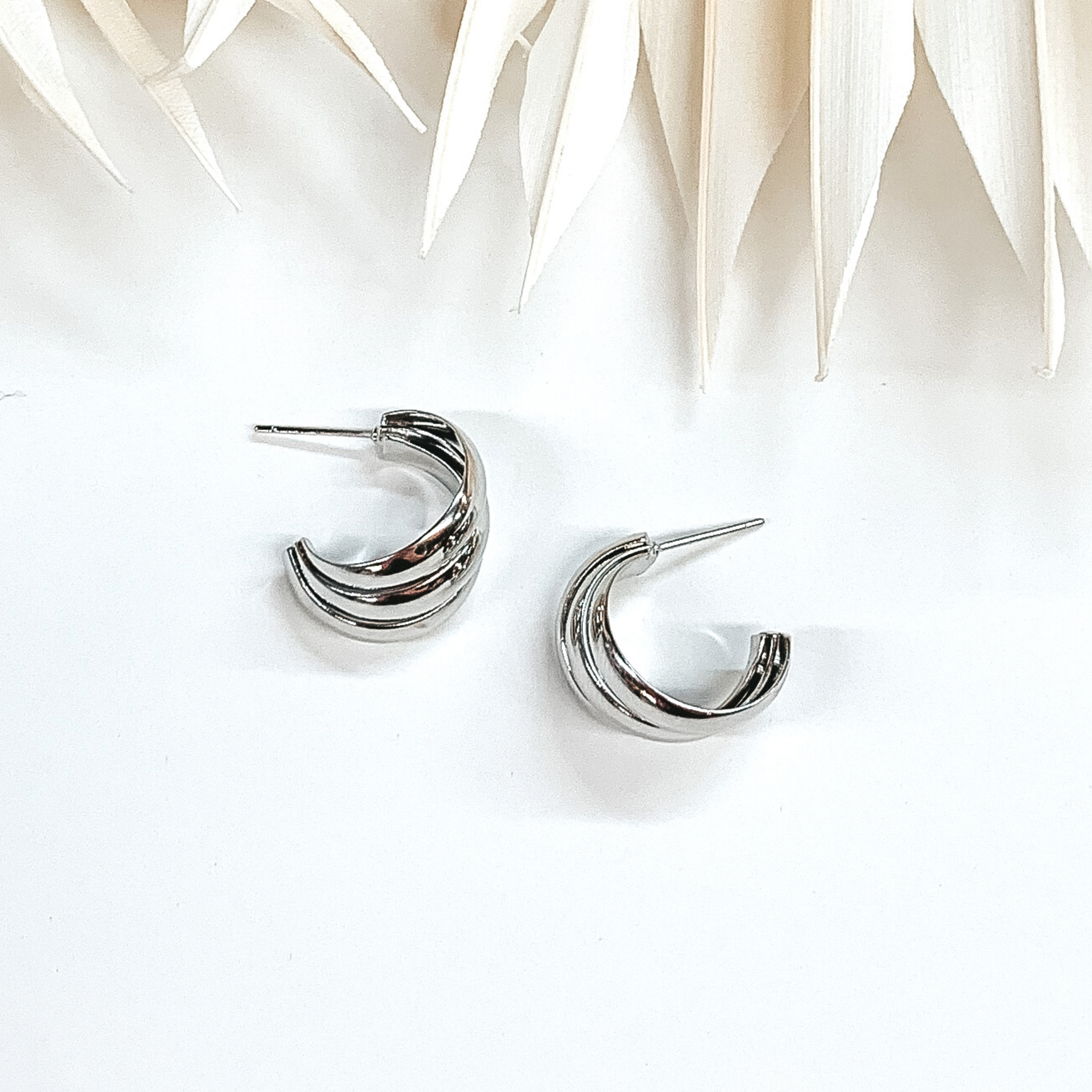 Triple Layered Hoop Earrings in Silver Tone - Giddy Up Glamour Boutique