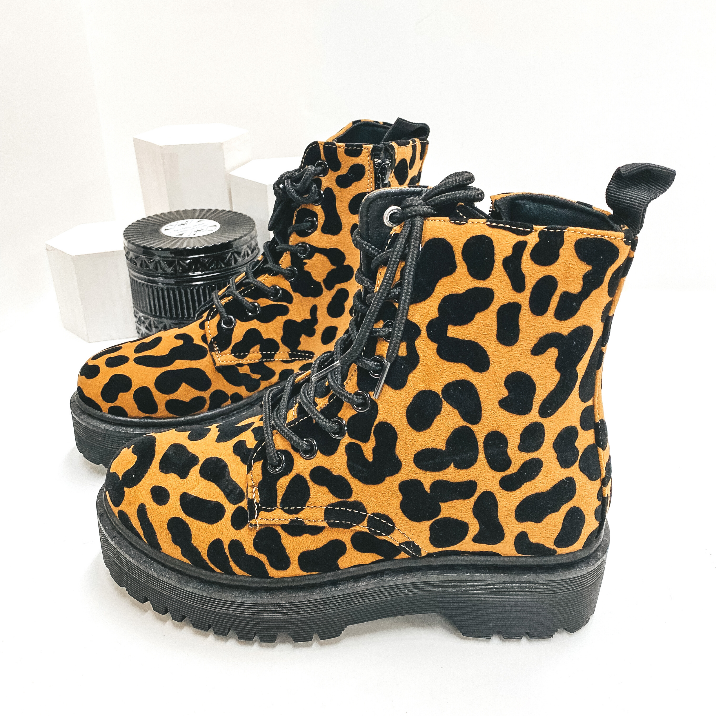 Born to be Wild Combat Boots in Leopard - Giddy Up Glamour Boutique