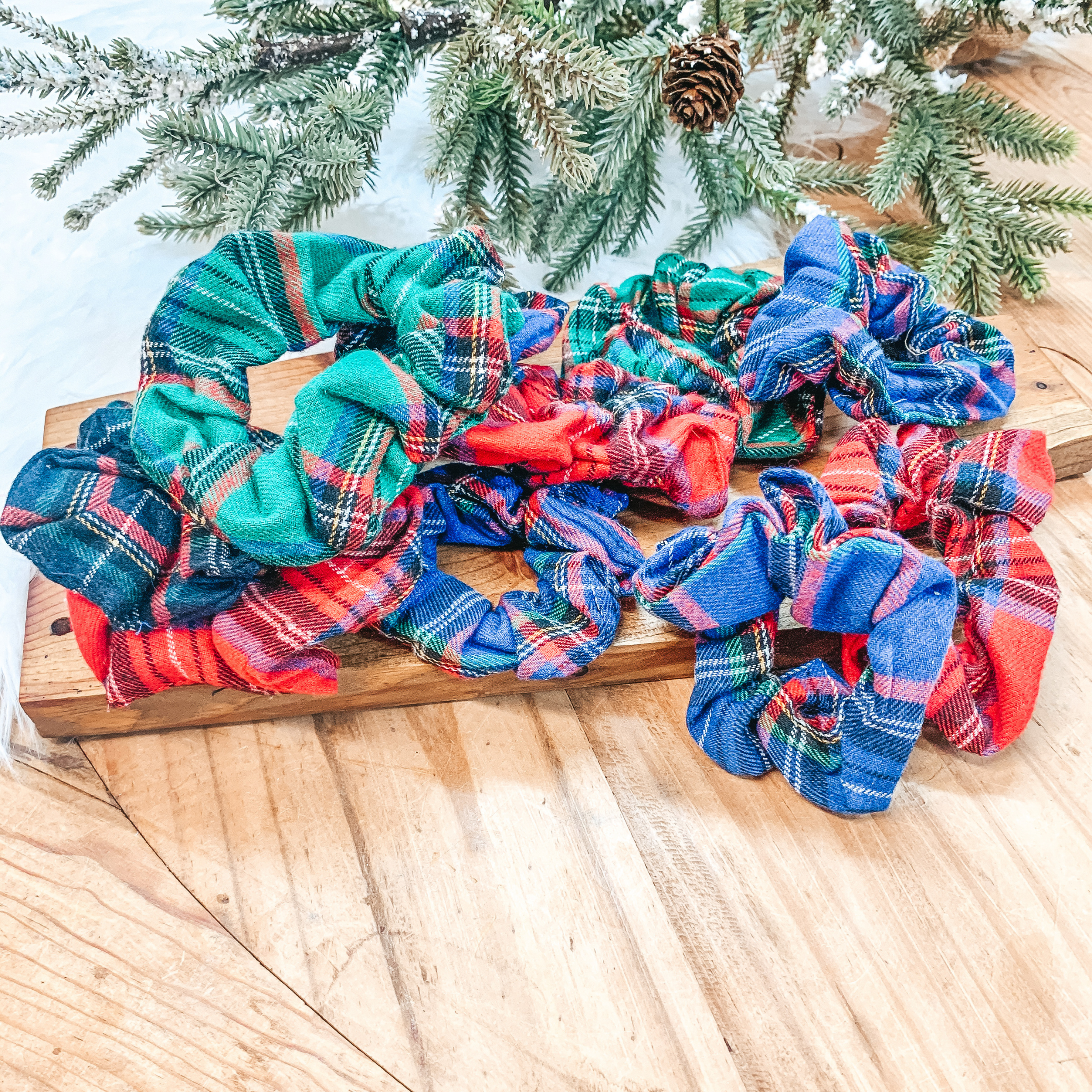 Buy 3 for $10 | Assorted Set of Two Tartan Plaid Scrunchies - Giddy Up Glamour Boutique