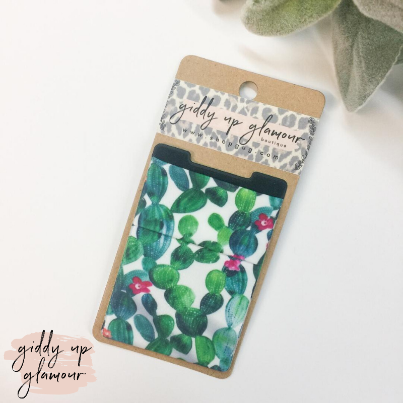 Watercolor Cactus Phone Pocket - Giddy Up Glamour Boutique