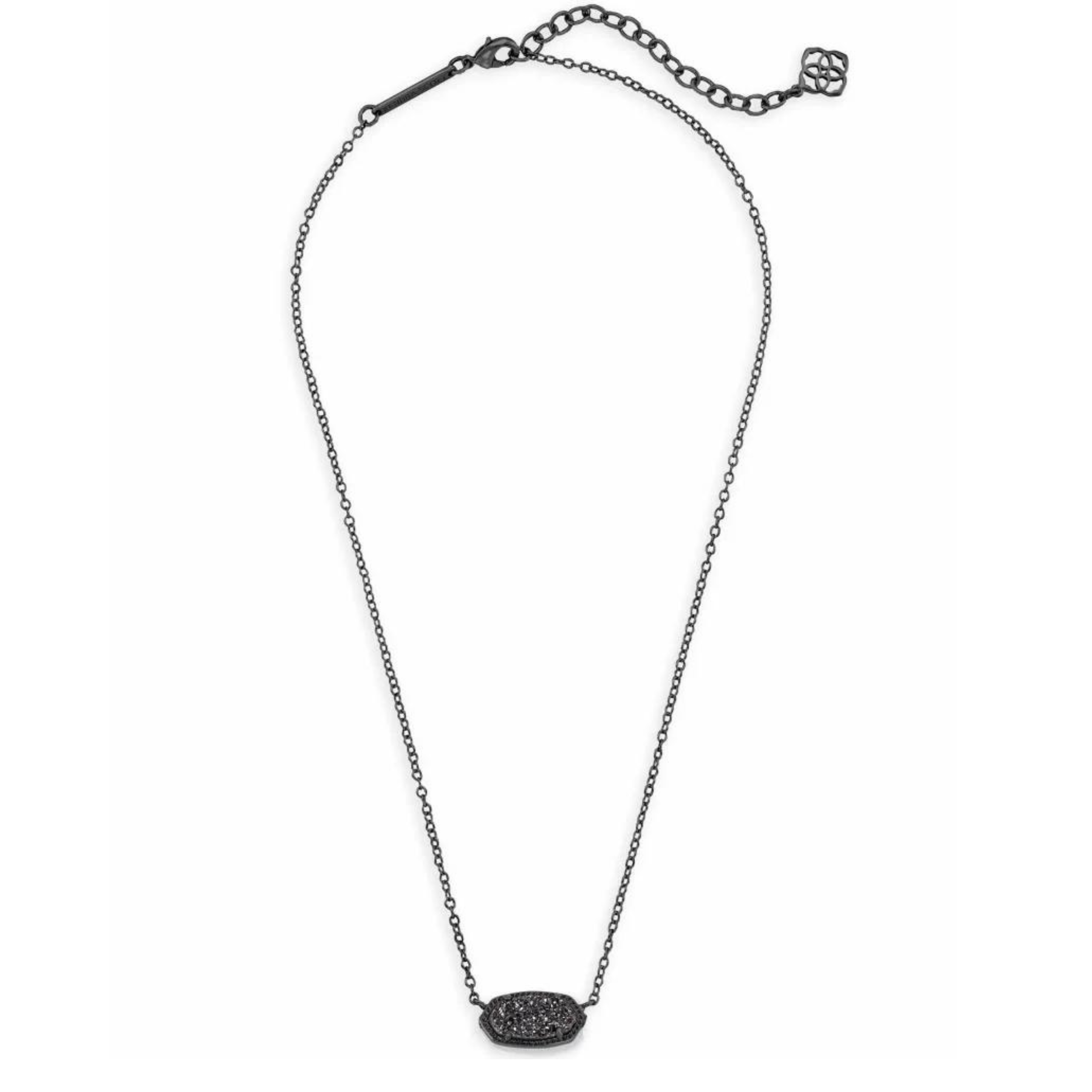 Kendra Scott | Elisa Gunmetal Pendant Necklace in Black Drusy - Giddy Up Glamour Boutique