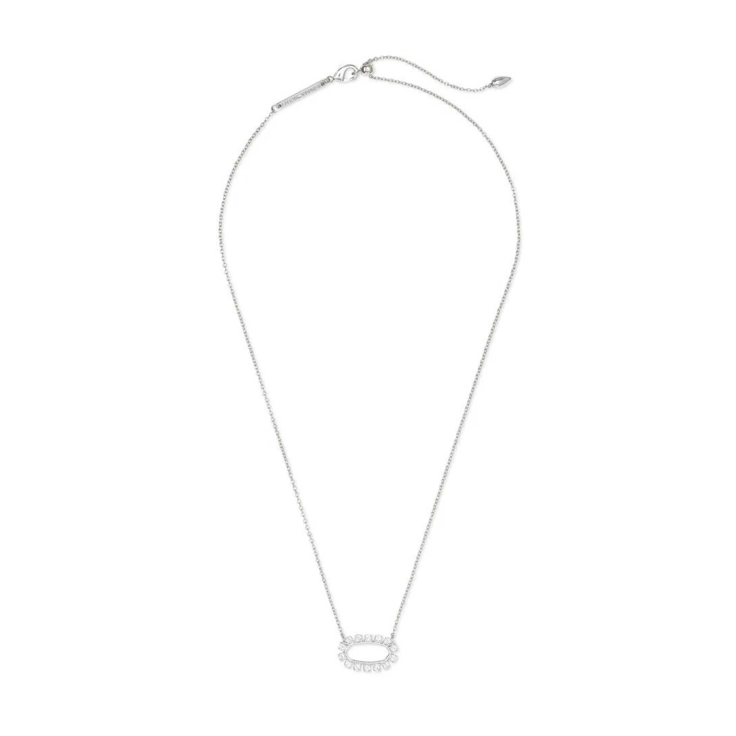 Kendra Scott | Elisa Open Frame Crystal Pendant Necklace in Silver - Giddy Up Glamour Boutique