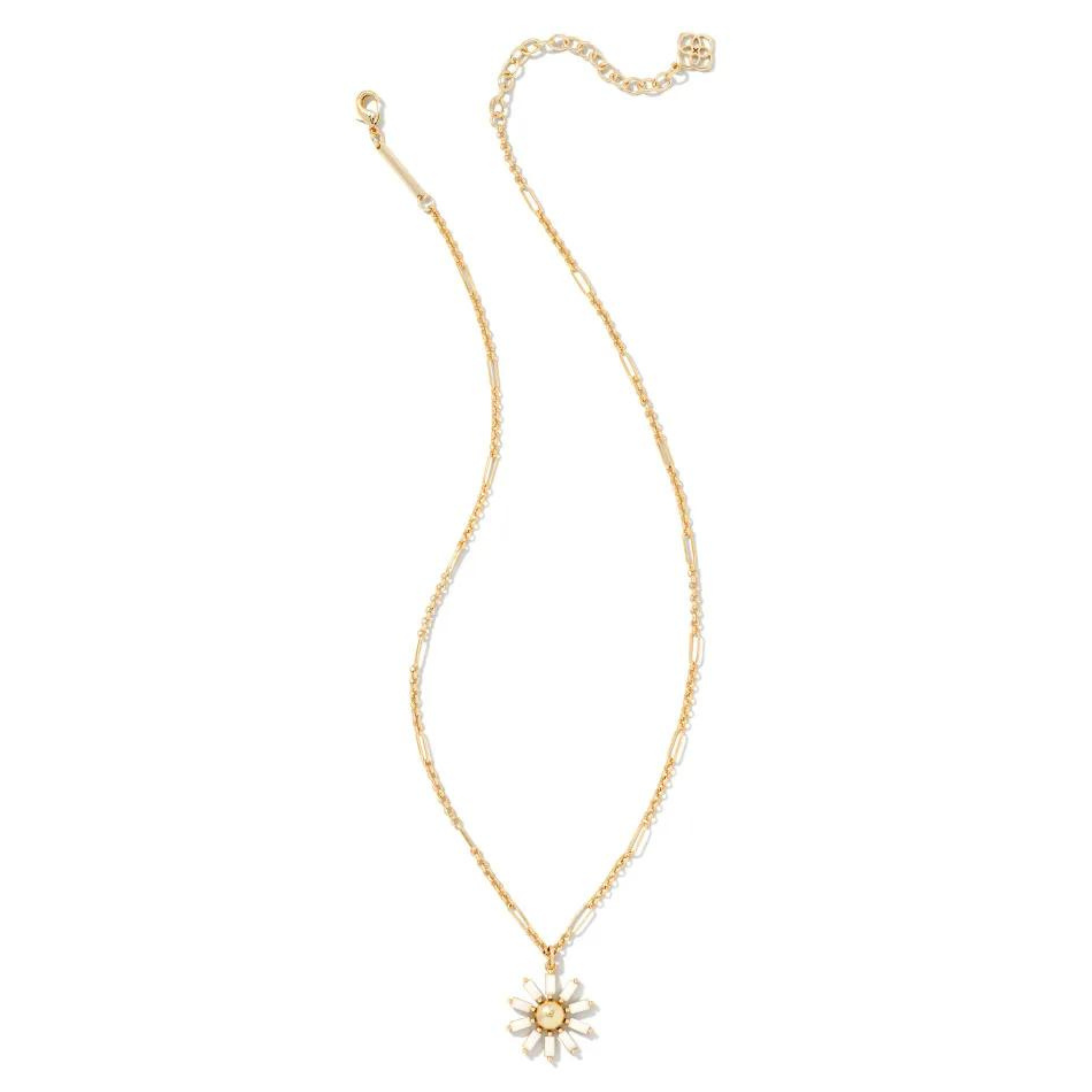 Kendra Scott | Madison Daisy Gold Short Pendant Necklace in White - Giddy Up Glamour Boutique