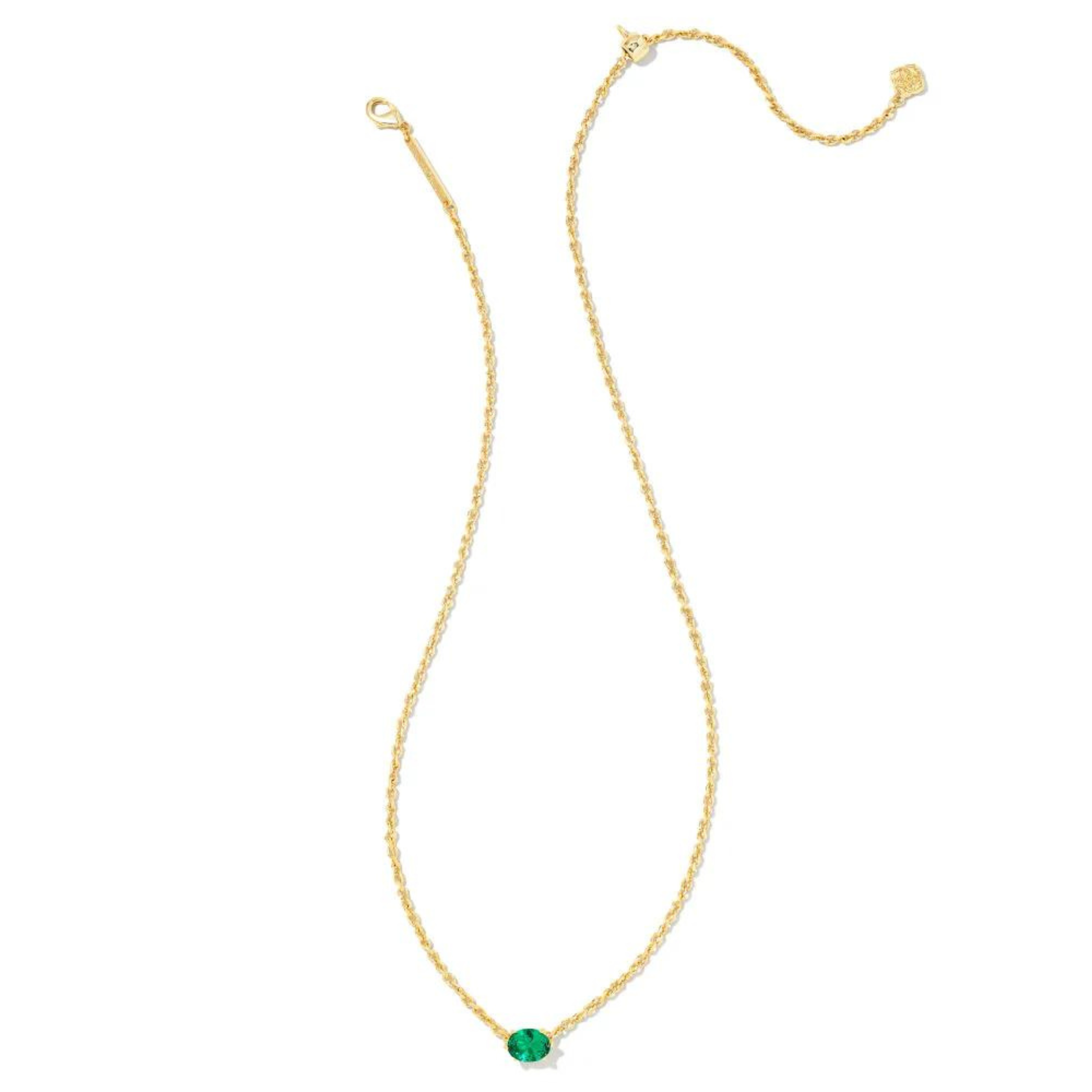 Kendra Scott | Cailin Gold Pendant Necklace in Green Crystal - Giddy Up Glamour Boutique