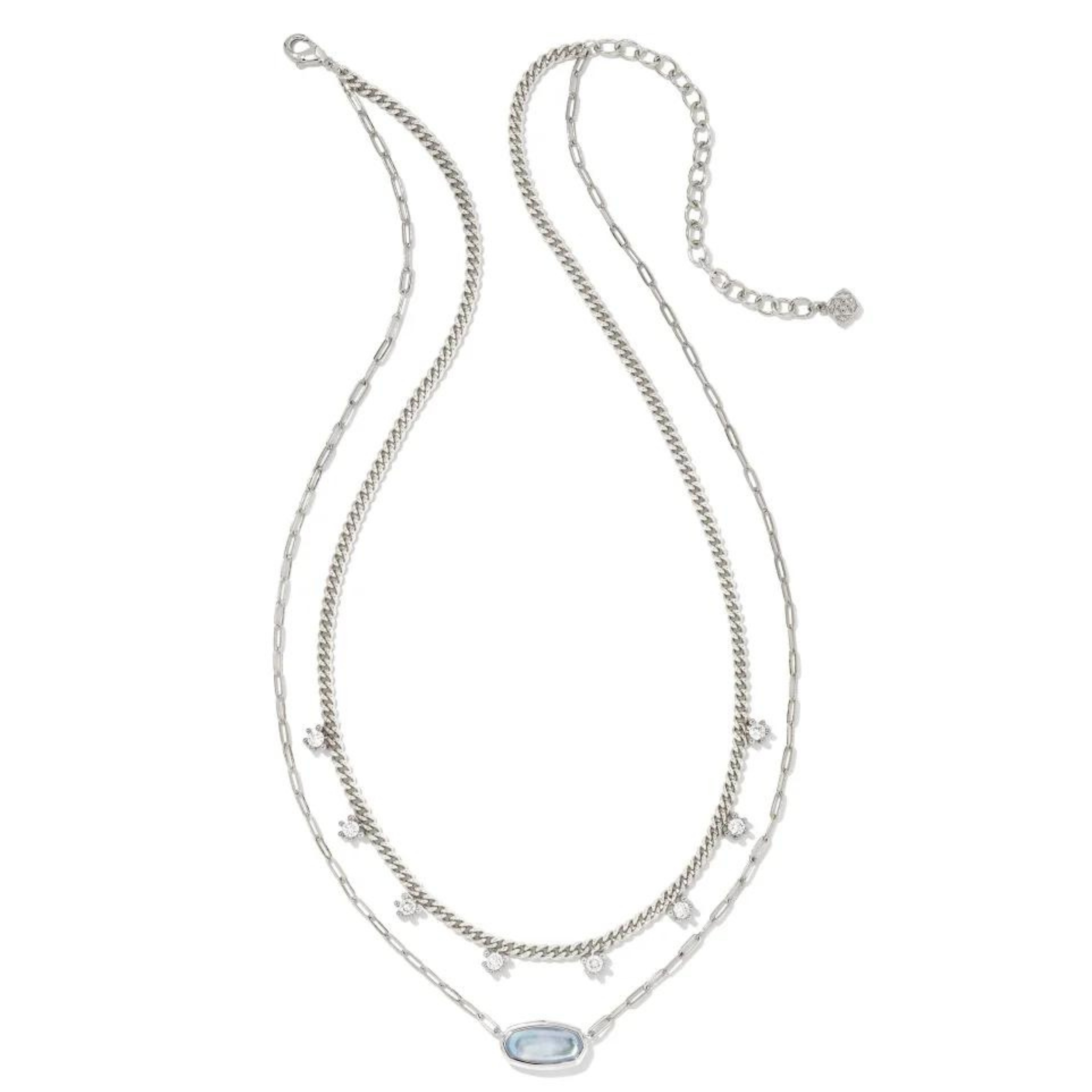 Kendra Scott | Framed Elisa Silver Multi Strand Necklace in Light Sky Blue Illusion - Giddy Up Glamour Boutique