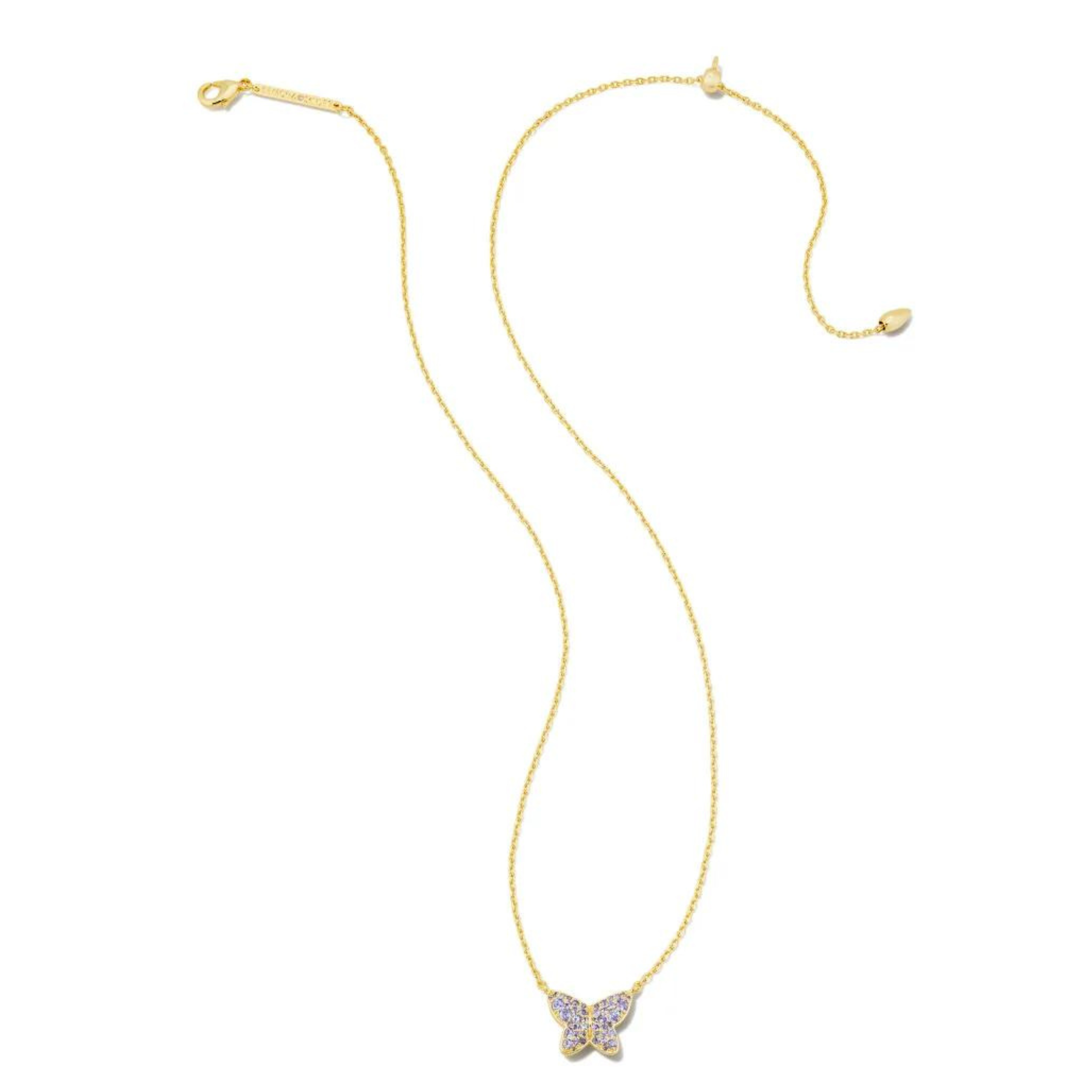 Kendra Scott | Lillia Crystal Butterfly Gold Pendant Necklace in Violet Crystal - Giddy Up Glamour Boutique