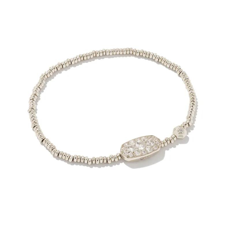 Kendra Scott Grayson Silver Crystal Stretch Bracelet in White