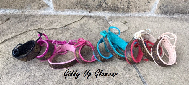 Authentic Upcycled and Recycled Embellished Canvas and Leather Bracelet - Giddy Up Glamour Boutique