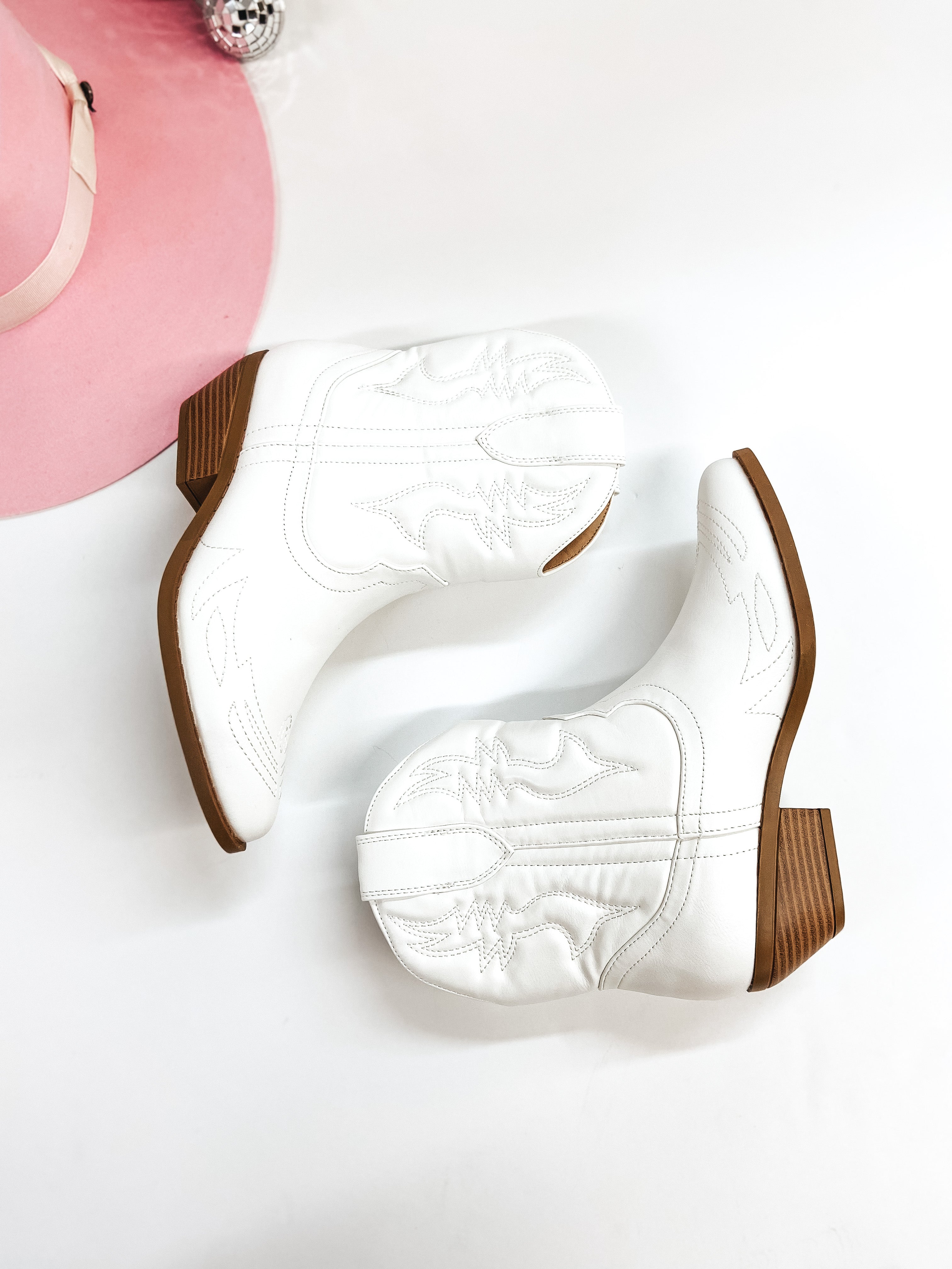 Wild and Wanted Cowgirl Ankle Booties in White - Giddy Up Glamour Boutique
