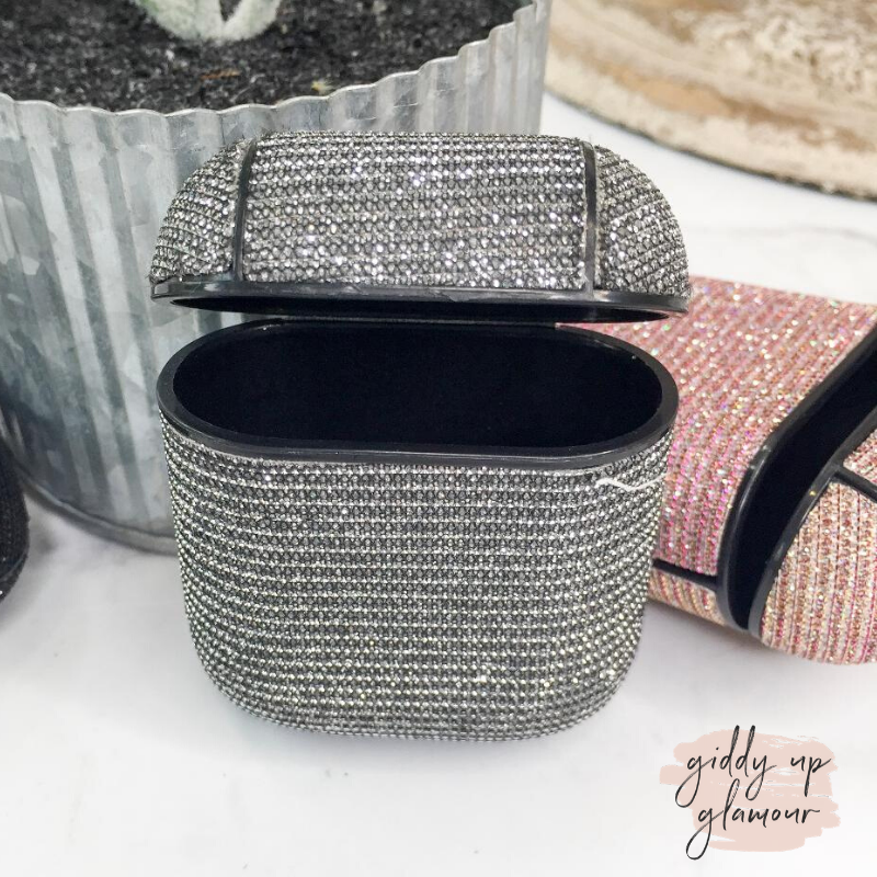 Protective AirPods Case in Silver Glitter - Giddy Up Glamour Boutique