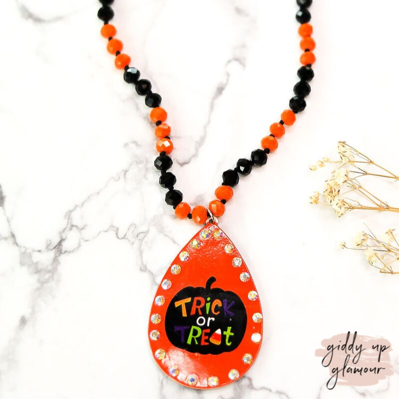 Trick-or-Treat Beaded Pendant Necklace - Giddy Up Glamour Boutique