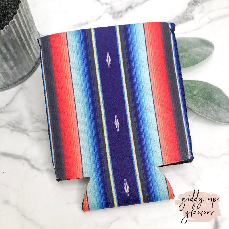 Serape Print Koozie in Blue - Giddy Up Glamour Boutique