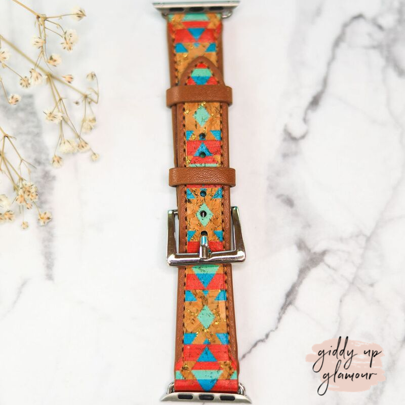 Tribal Printed Apple Watch Band in Red and Blue - Giddy Up Glamour Boutique