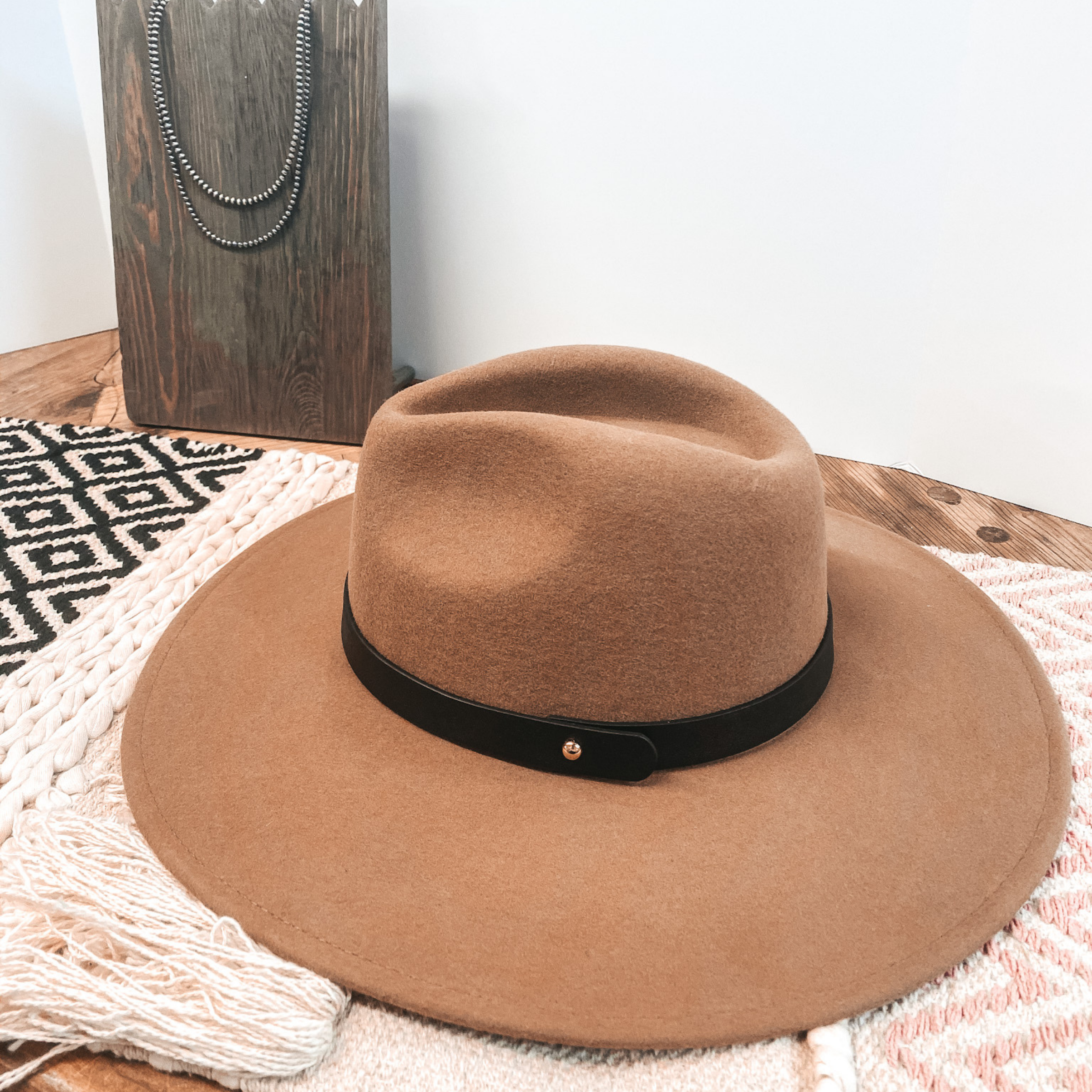 Gambling Problem Black Band Faux Felt Hat in Mocha Brown - Giddy Up Glamour Boutique