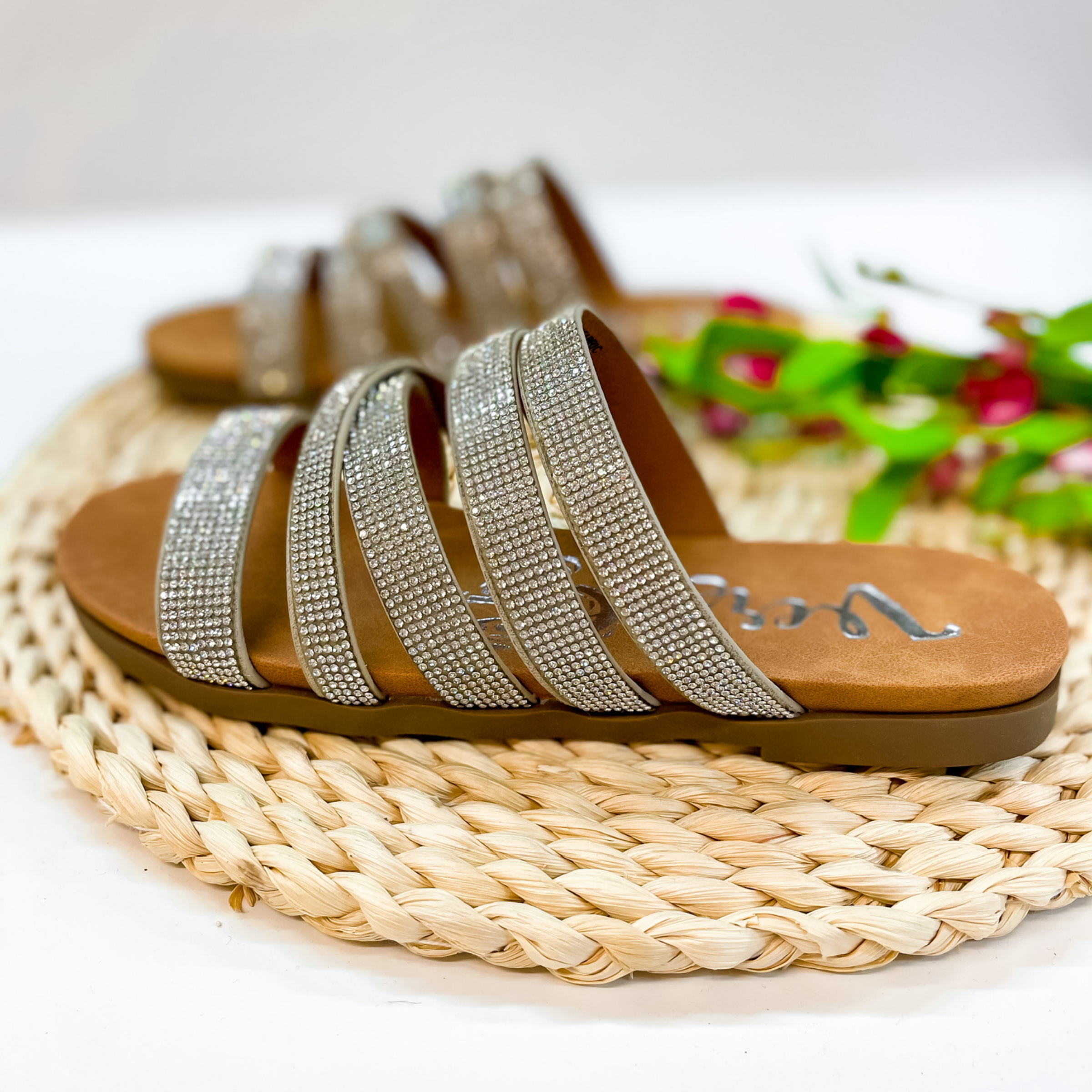 Very G | Summertime Shimmer Strappy Sandals in Silver - Giddy Up Glamour Boutique